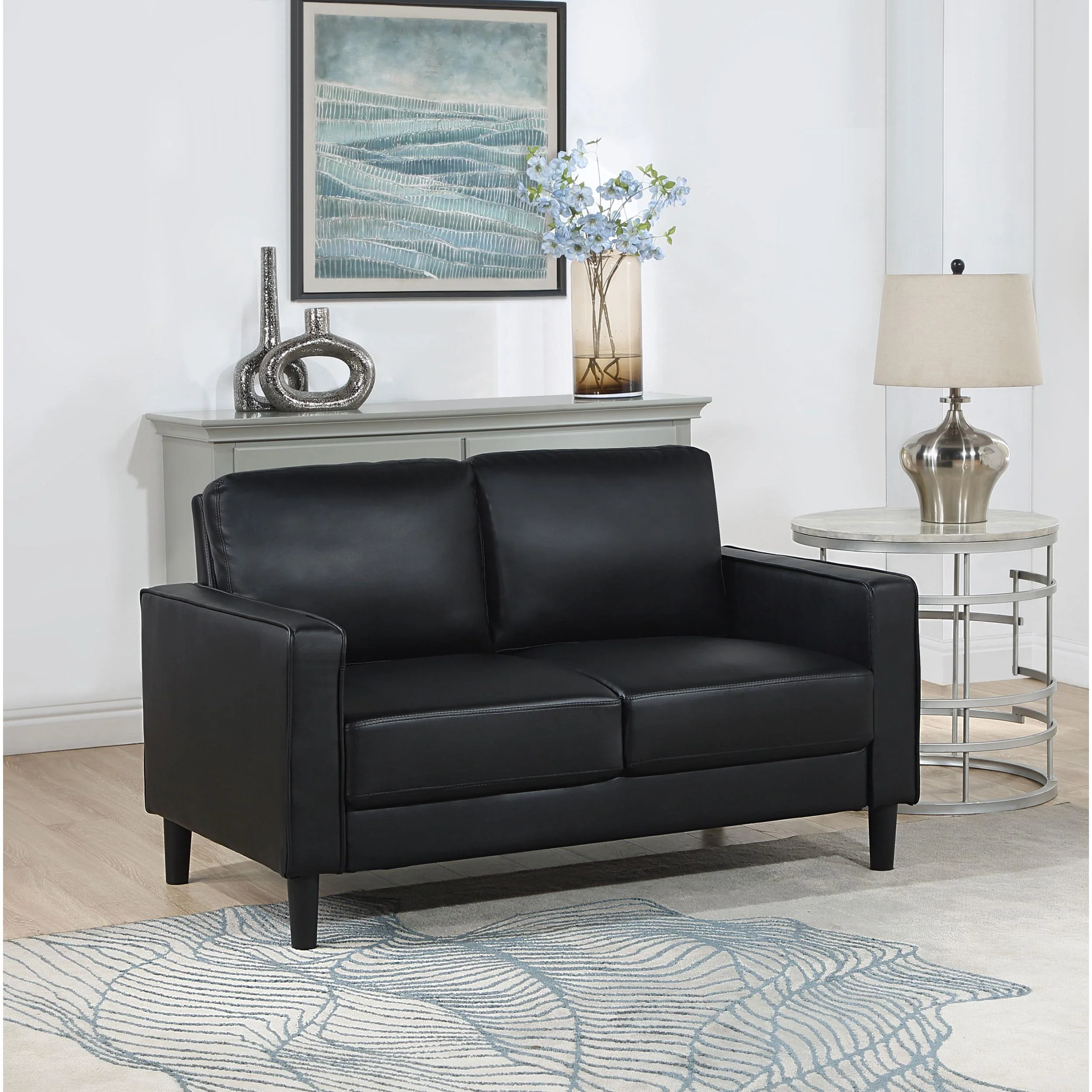 Coaster Furniture Ruth 508362 Upholstered Track Arm Loveseat - Black - Image 2