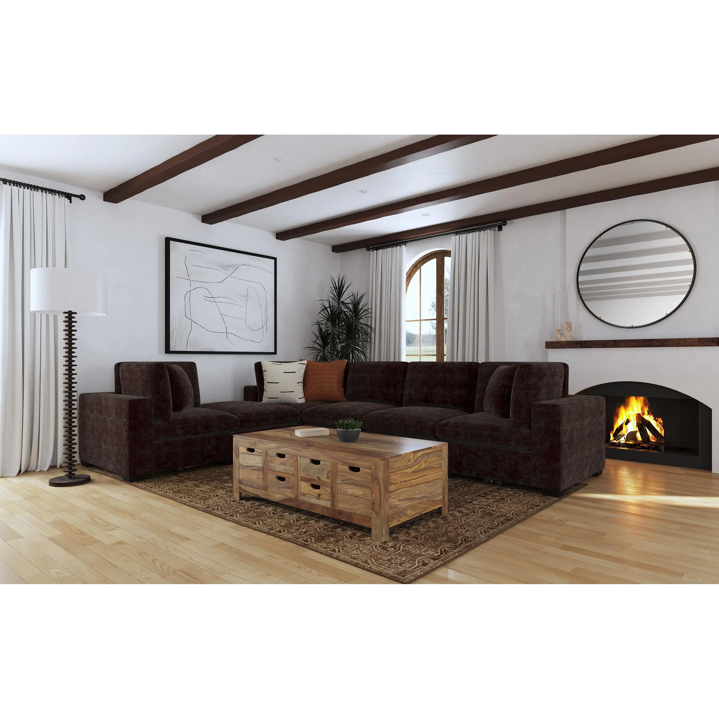 Coaster Furniture Lakeview 551464-SET 6 pc Upholstered Modular Sectional Sofa - Dark Chocolate - Image 1