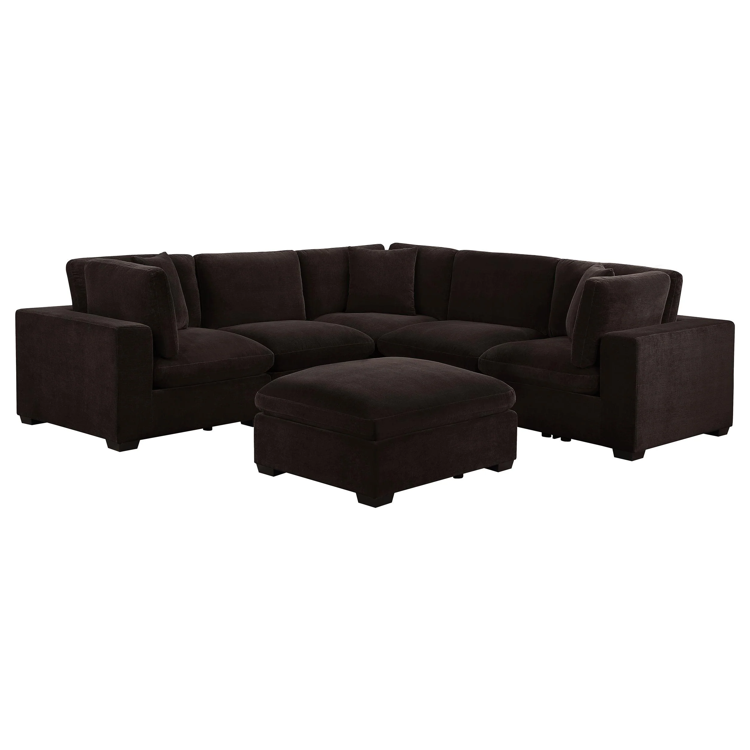 Coaster Furniture Lakeview 551464-SETA 5 pc Upholstered Modular Sectional Sofa - Dark Chocolate - Image 1
