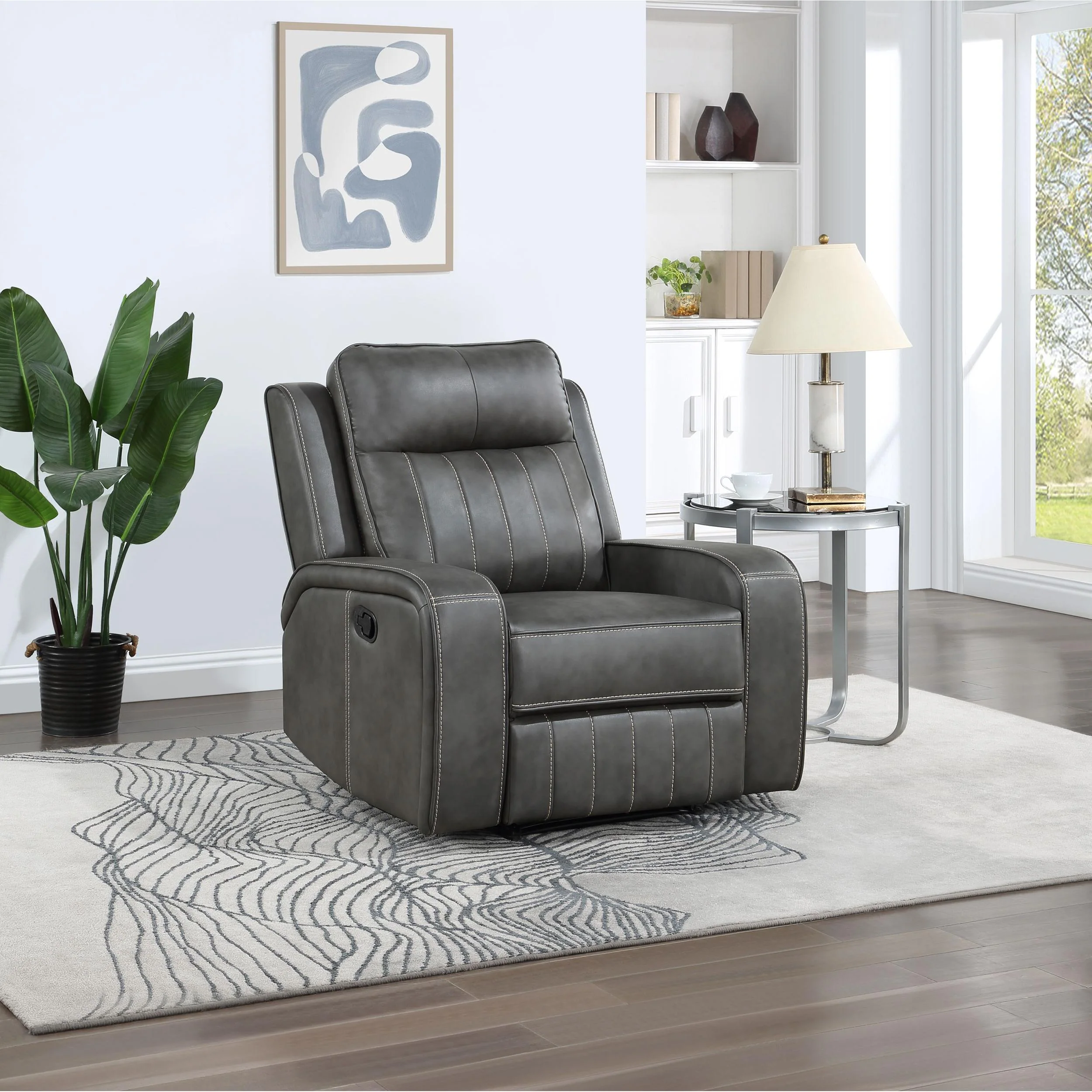 Coaster Furniture Raelynn 603193 Upholstered Track Arm Recliner - Grey - Image 2