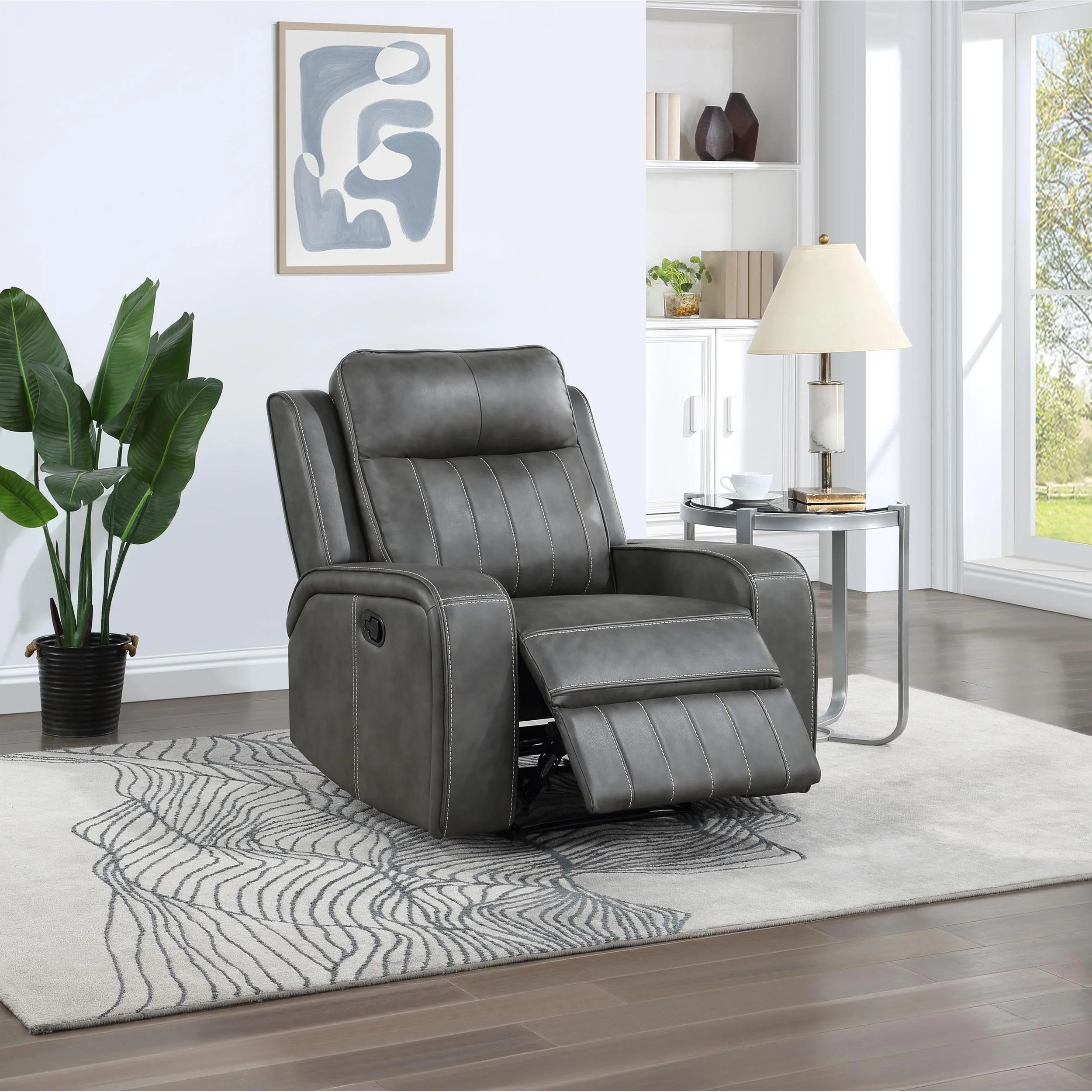 Coaster Furniture Raelynn 603193 Upholstered Track Arm Recliner - Grey - Image 3