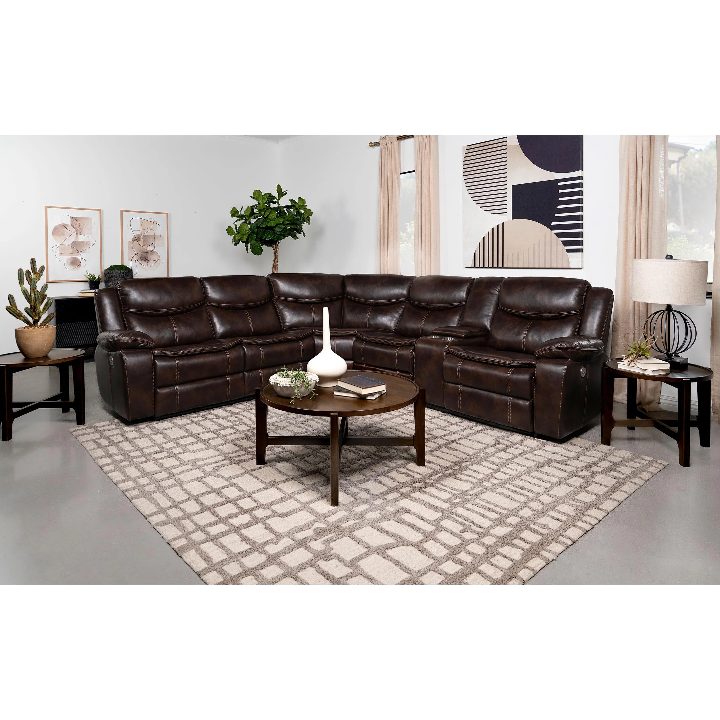 Coaster Furniture Sycamore 610200P Upholstered Power Reclining Sectional Sofa - Grey - Image 2