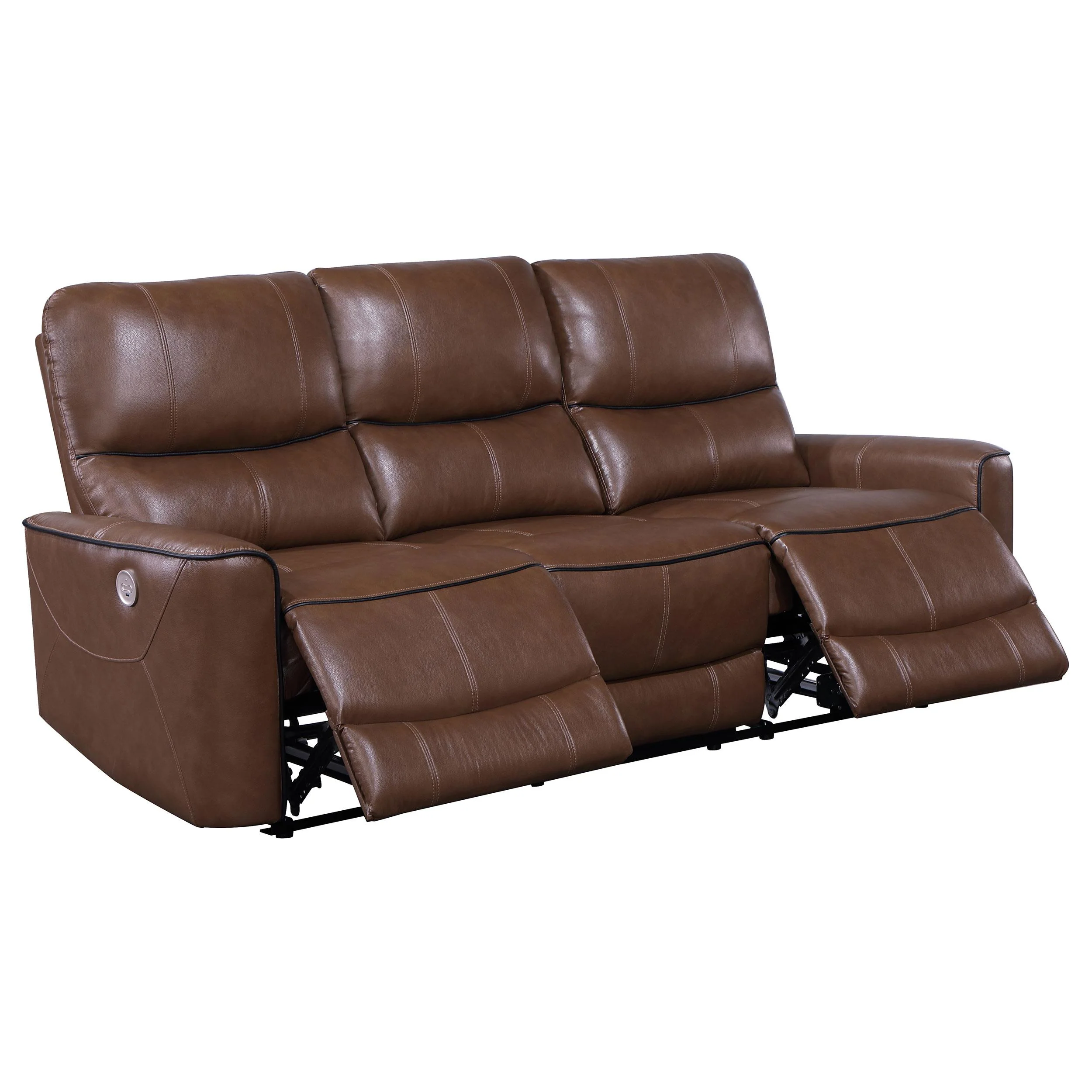 Coaster Furniture Greenfield 610264P Upholstered Power Reclining Sofa - Saddle Brown - Image 2