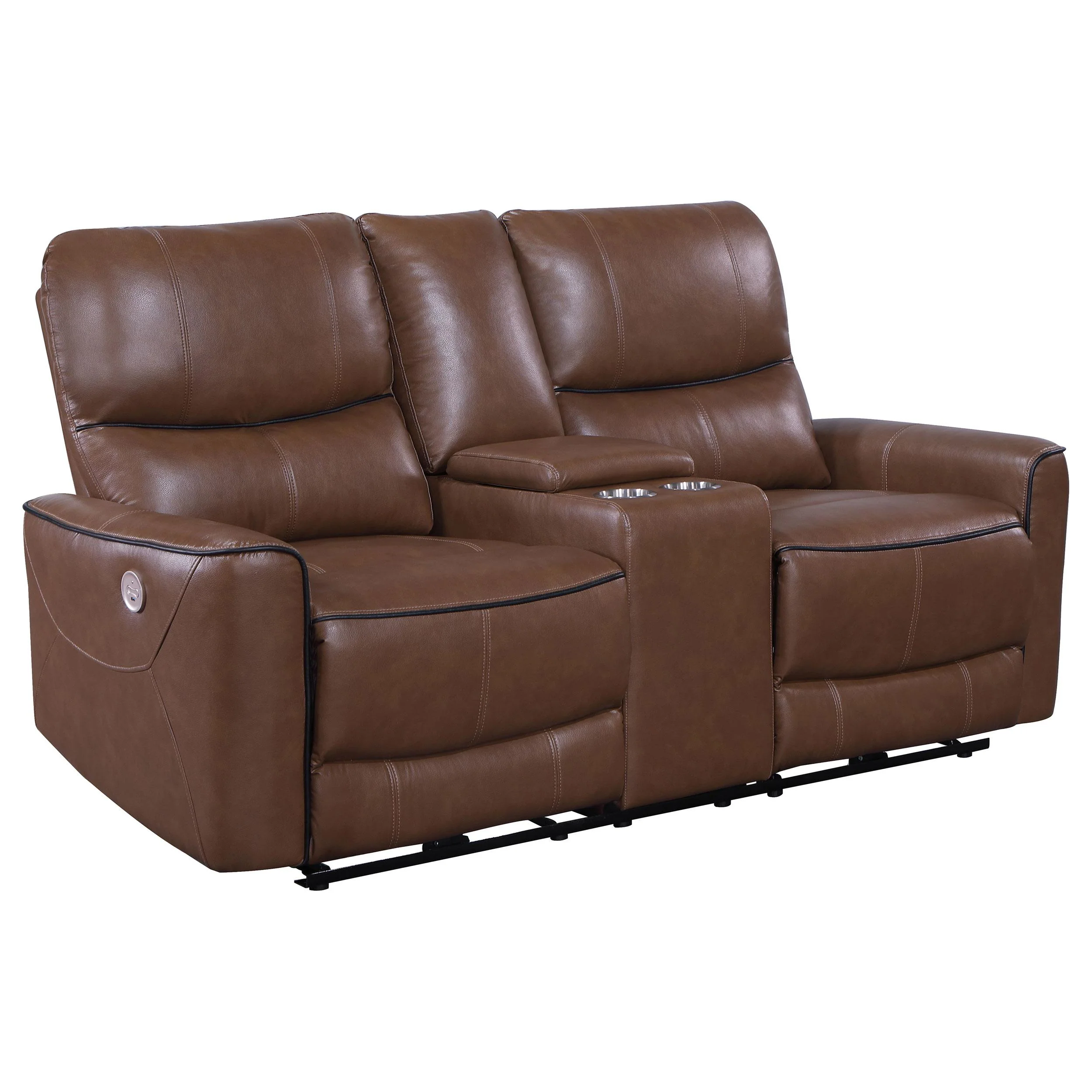 Coaster Furniture Greenfield 610265P Upholstered Power Reclining Loveseat - Saddle Brown - Image 1