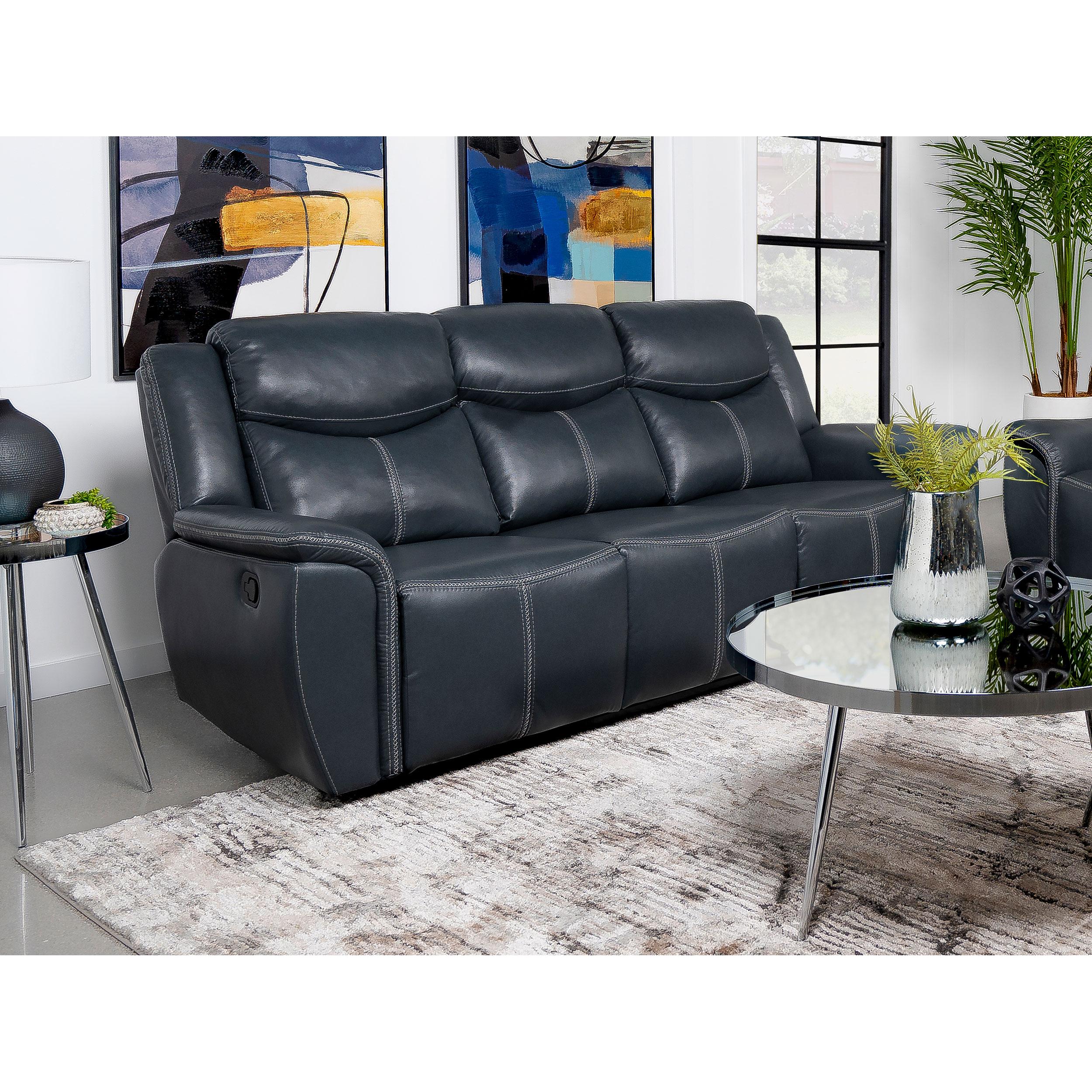 Coaster Furniture Sloane 610271 Upholstered Padded Arm Reclining Sofa - Blue - Image 2