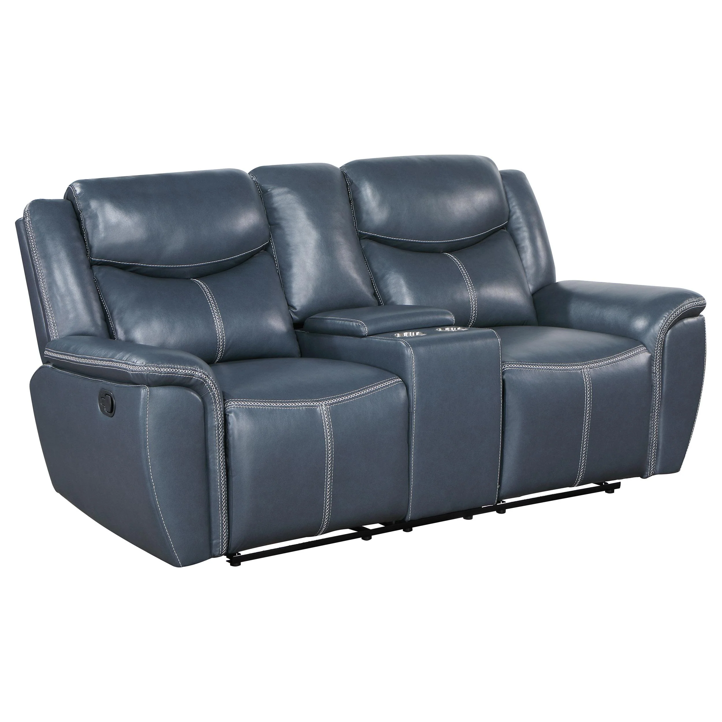 Coaster Furniture Sloane 610272 Upholstered Padded Arm Reclining Loveseat - Blue - Image 1