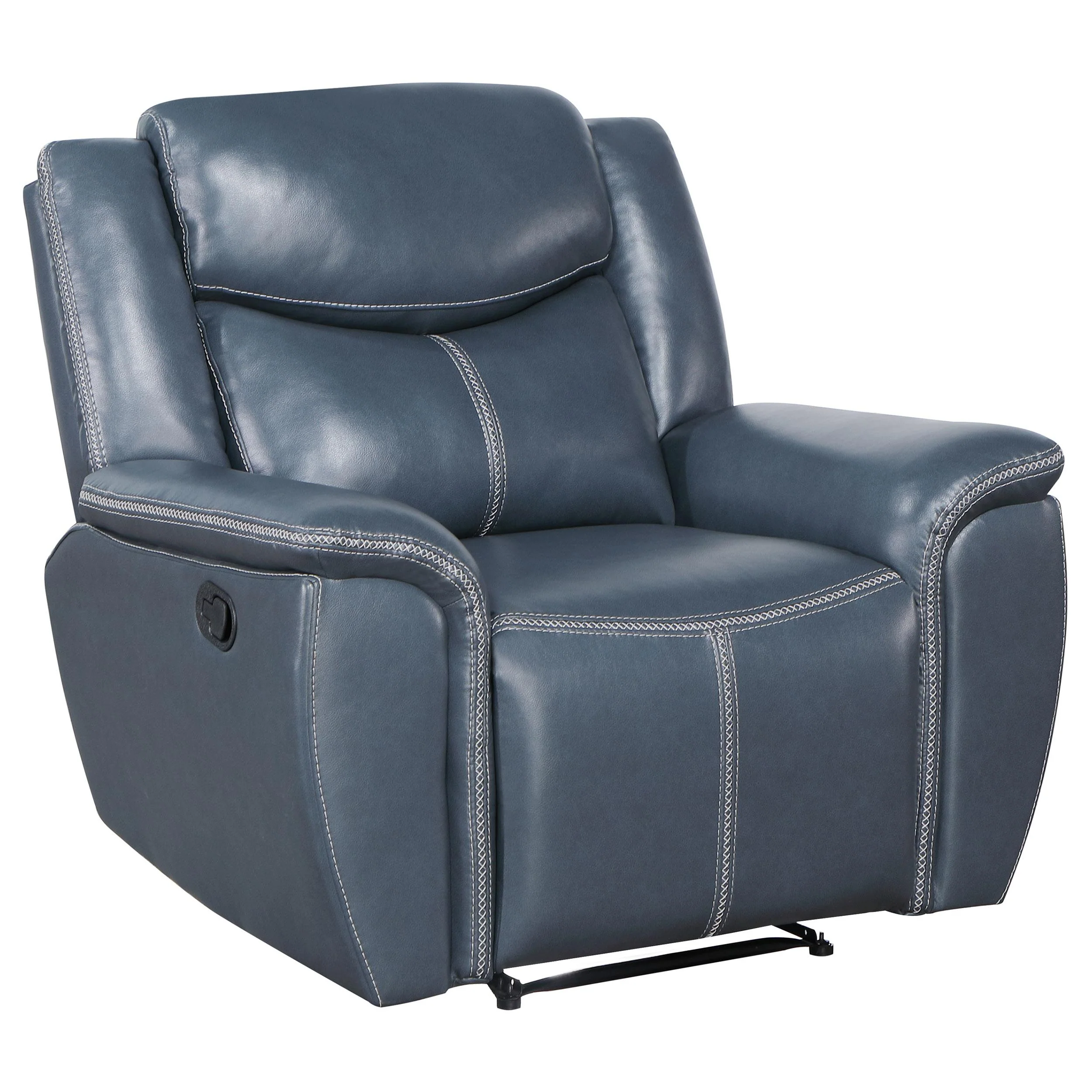 Coaster Furniture Sloane 610273 Upholstered Padded Arm Recliner Chair – Blue