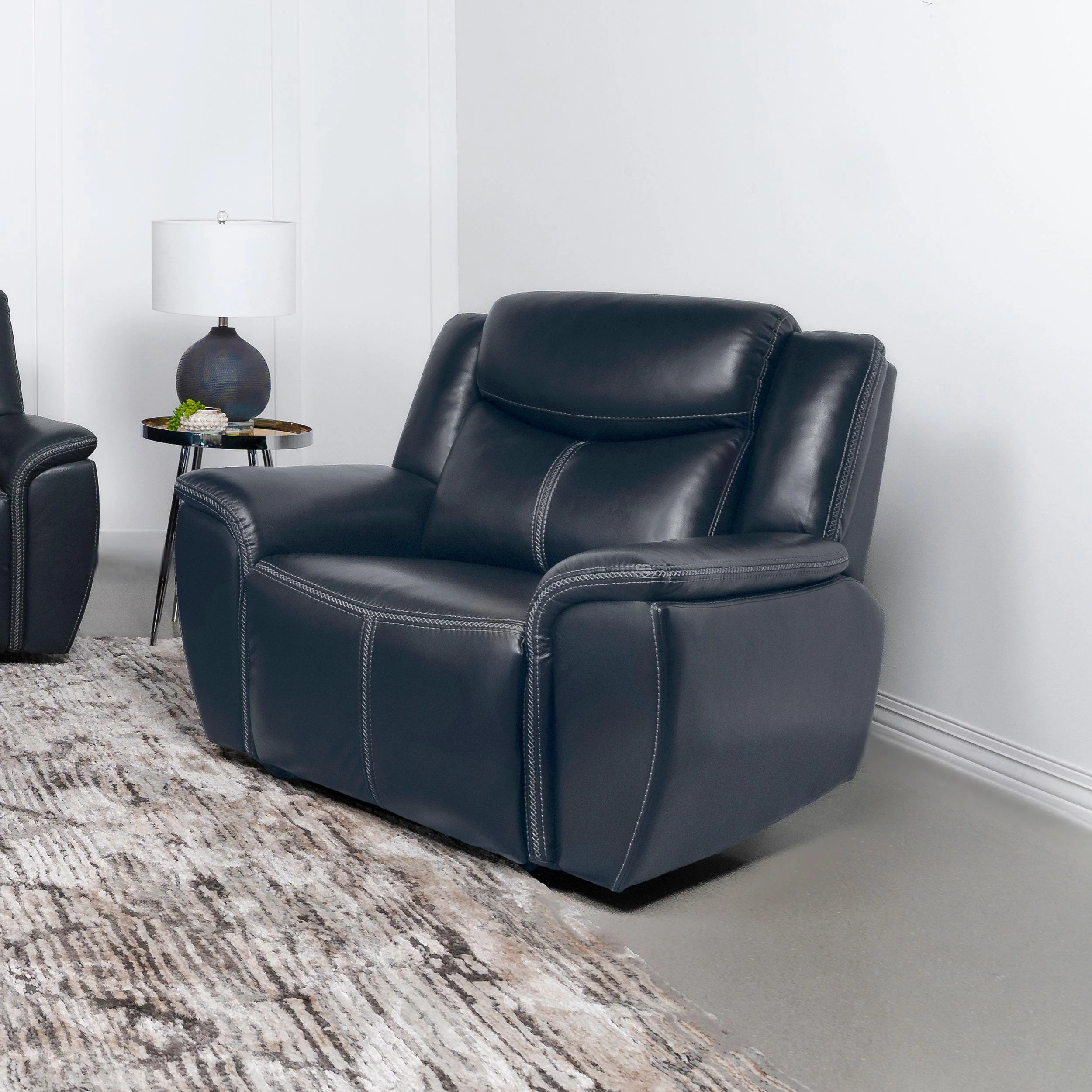Coaster Furniture Sloane 610273 Upholstered Padded Arm Recliner Chair - Blue - Image 2