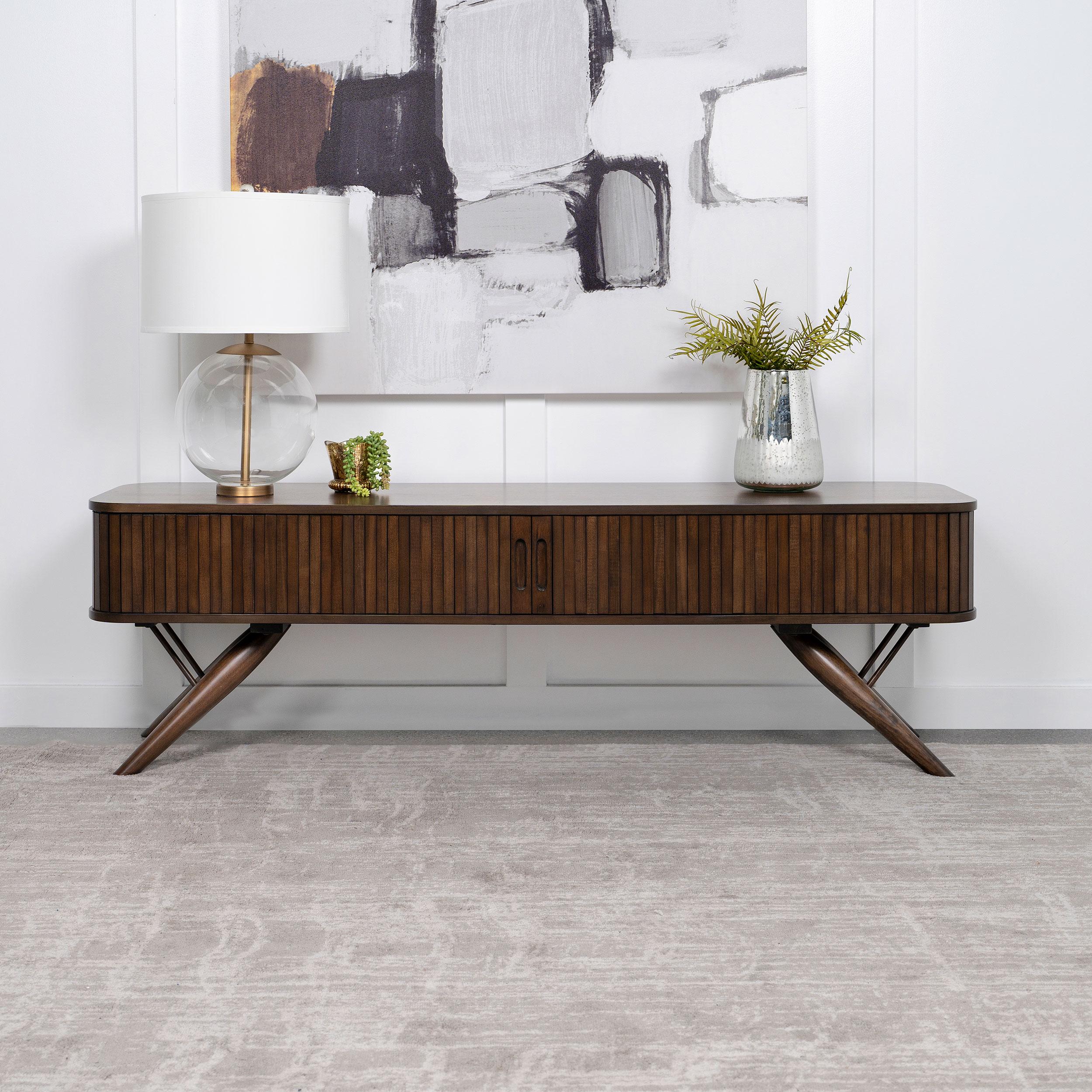 Coaster Furniture Valna 701713 Wood 71" TV Stand with Sliding Doors - Walnut - Image 3