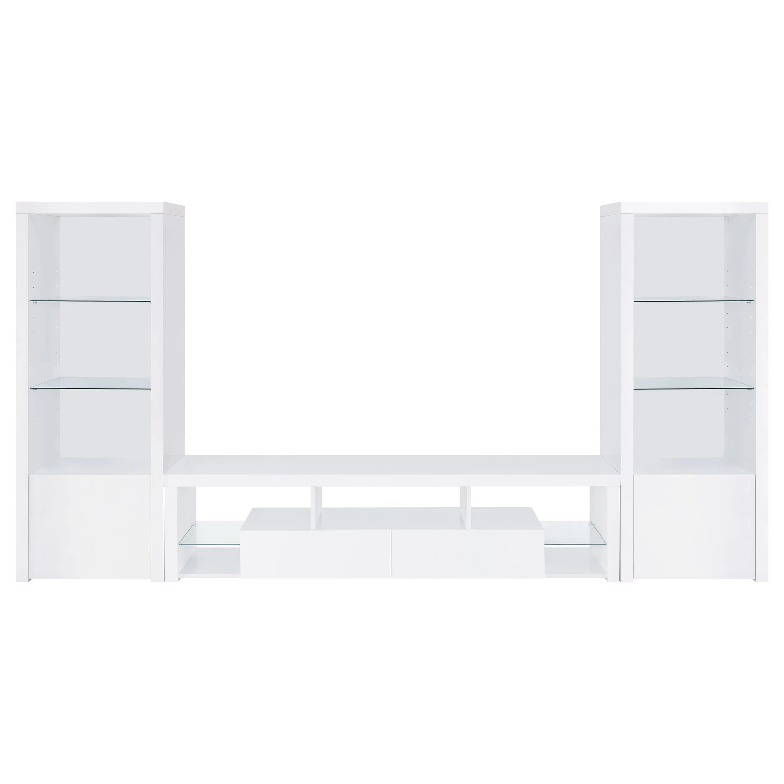 Coaster Furniture Jude 704251-SET 3-Piece Entertainment Center with 71" TV Stand - White High Gloss - Image 1