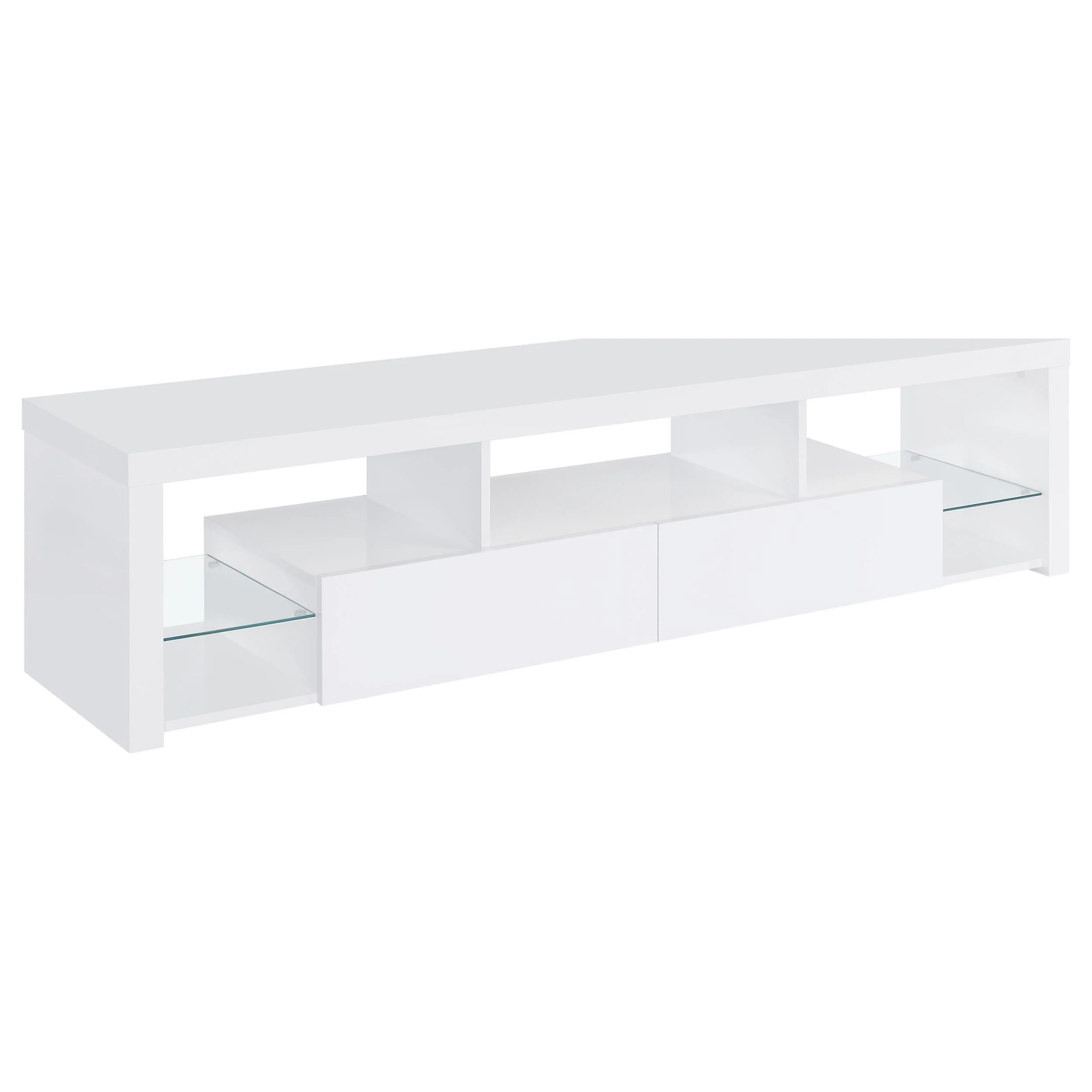 Coaster Furniture Jude 704251-SET 3-Piece Entertainment Center with 71" TV Stand - White High Gloss - Image 2
