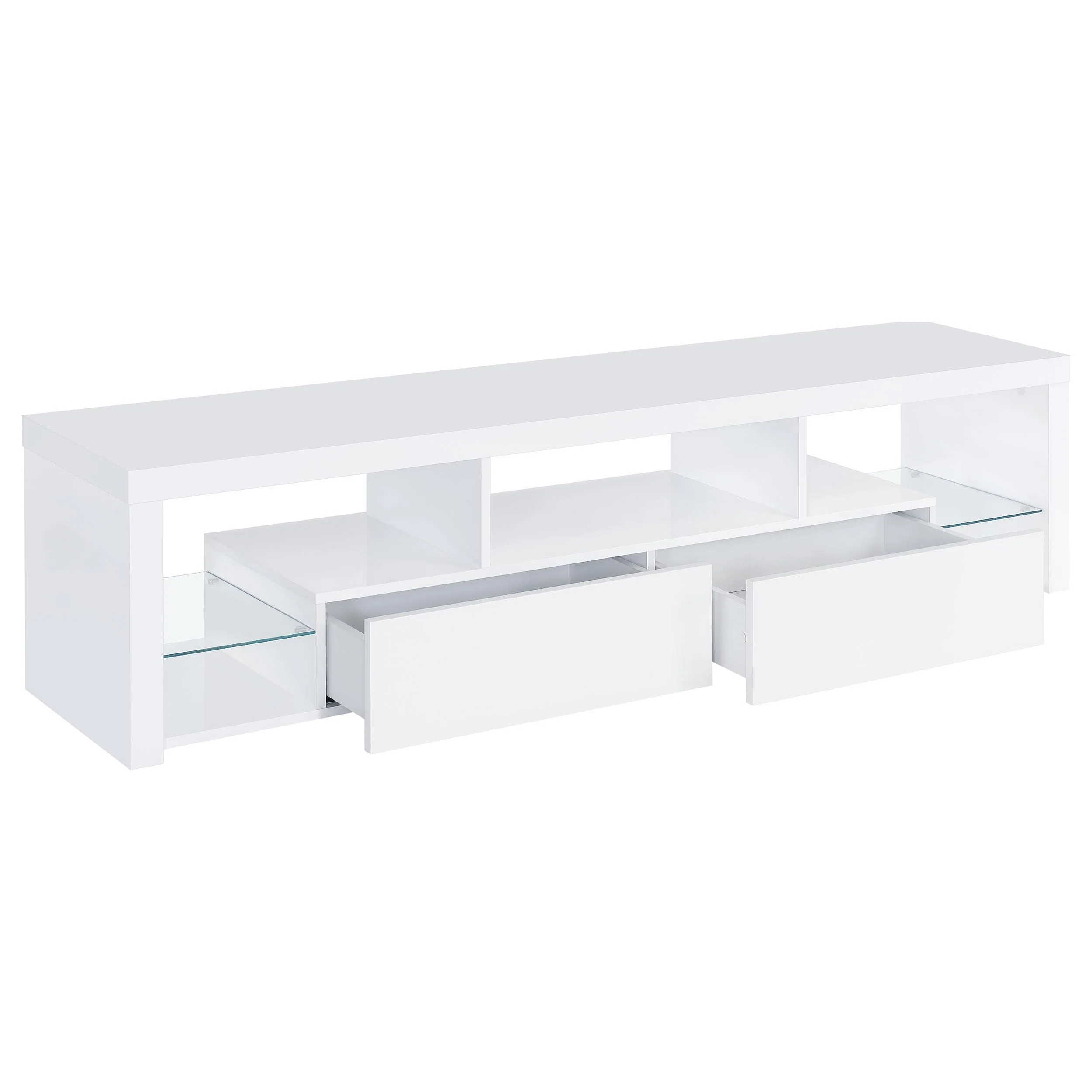Coaster Furniture Jude 704251-SET 3-Piece Entertainment Center with 71" TV Stand - White High Gloss - Image 3