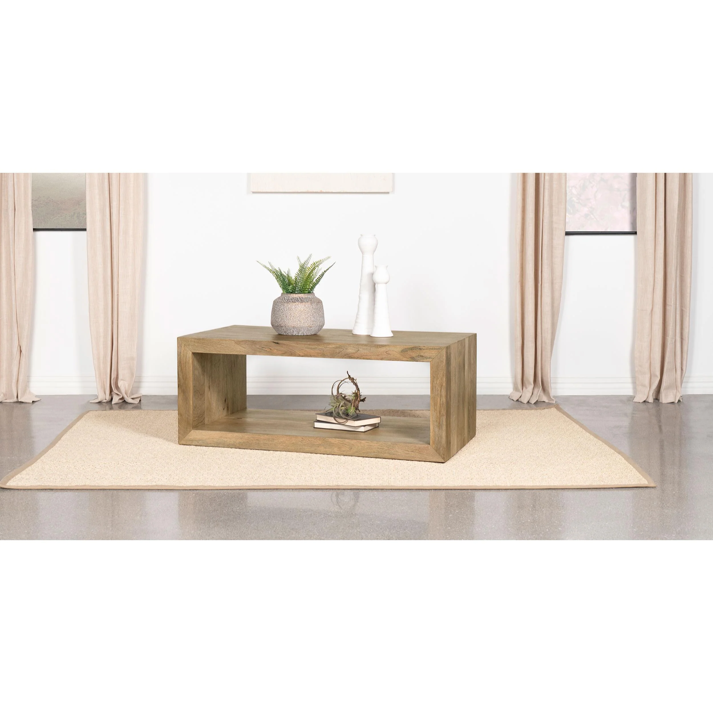 Coaster Furniture Benton 704838 Rectangular Solid Wood Coffee Table - Natural - Image 2