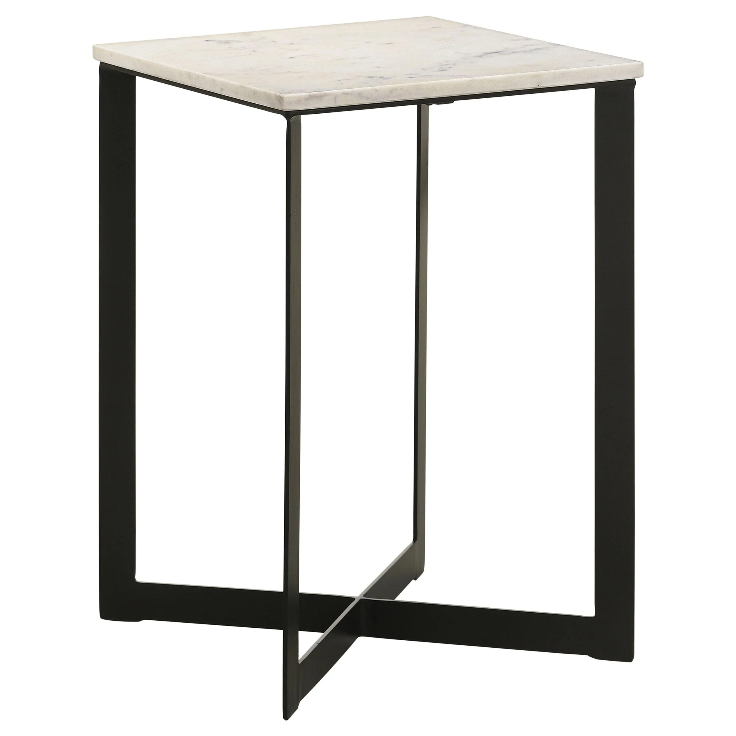 Coaster Furniture Tobin 707697 Square Marble Top End Table - White and Black - Image 1