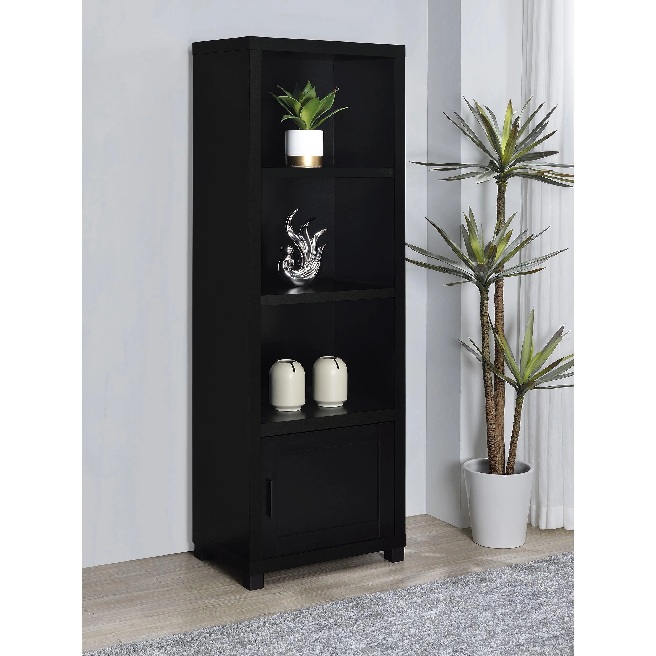 Coaster Furniture Jupiter 707756 3-shelf Engineered Wood Media Tower - Black - Image 2