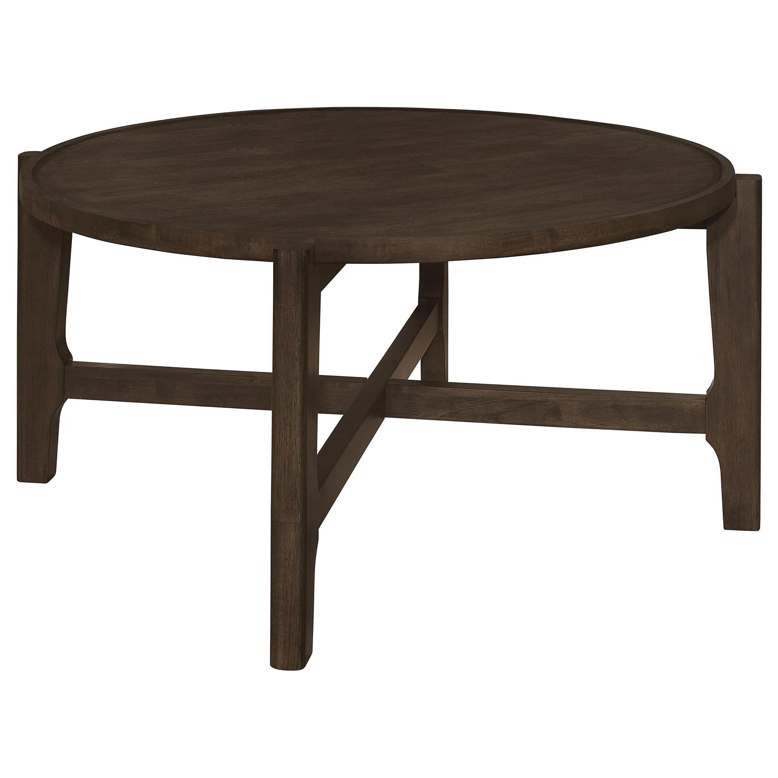 Coaster Furniture Cota 708288 Round Solid Wood Coffee Table – Dark Brown