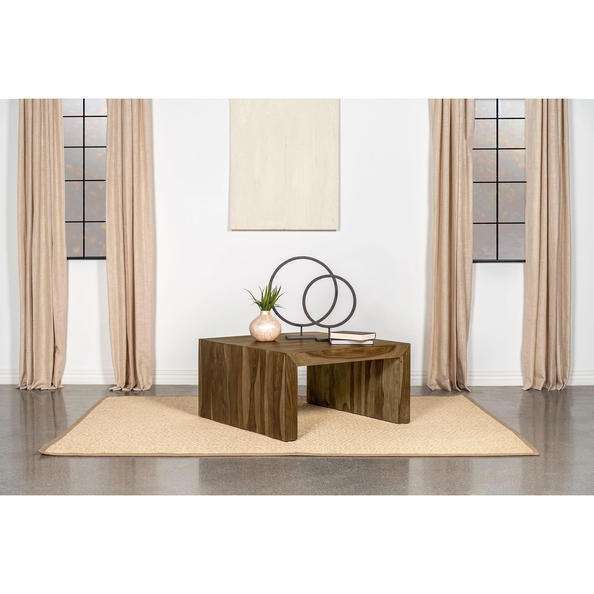 Coaster Furniture Odilia 708418 Square Solid Wood Coffee Table - Auburn - Image 2