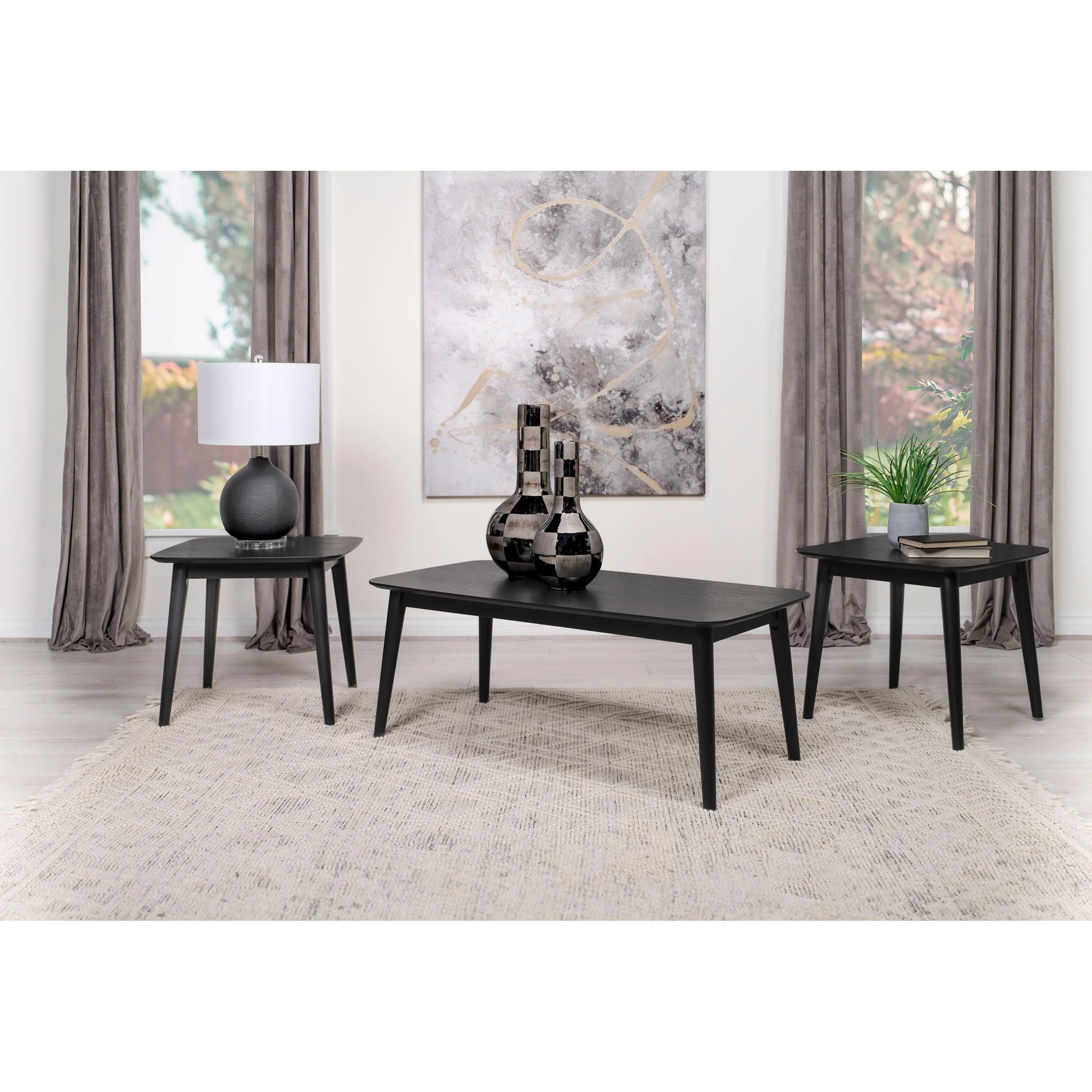 Coaster Furniture Radley 708490 3-piece Rectangular Coffee Table Set - Black - Image 2