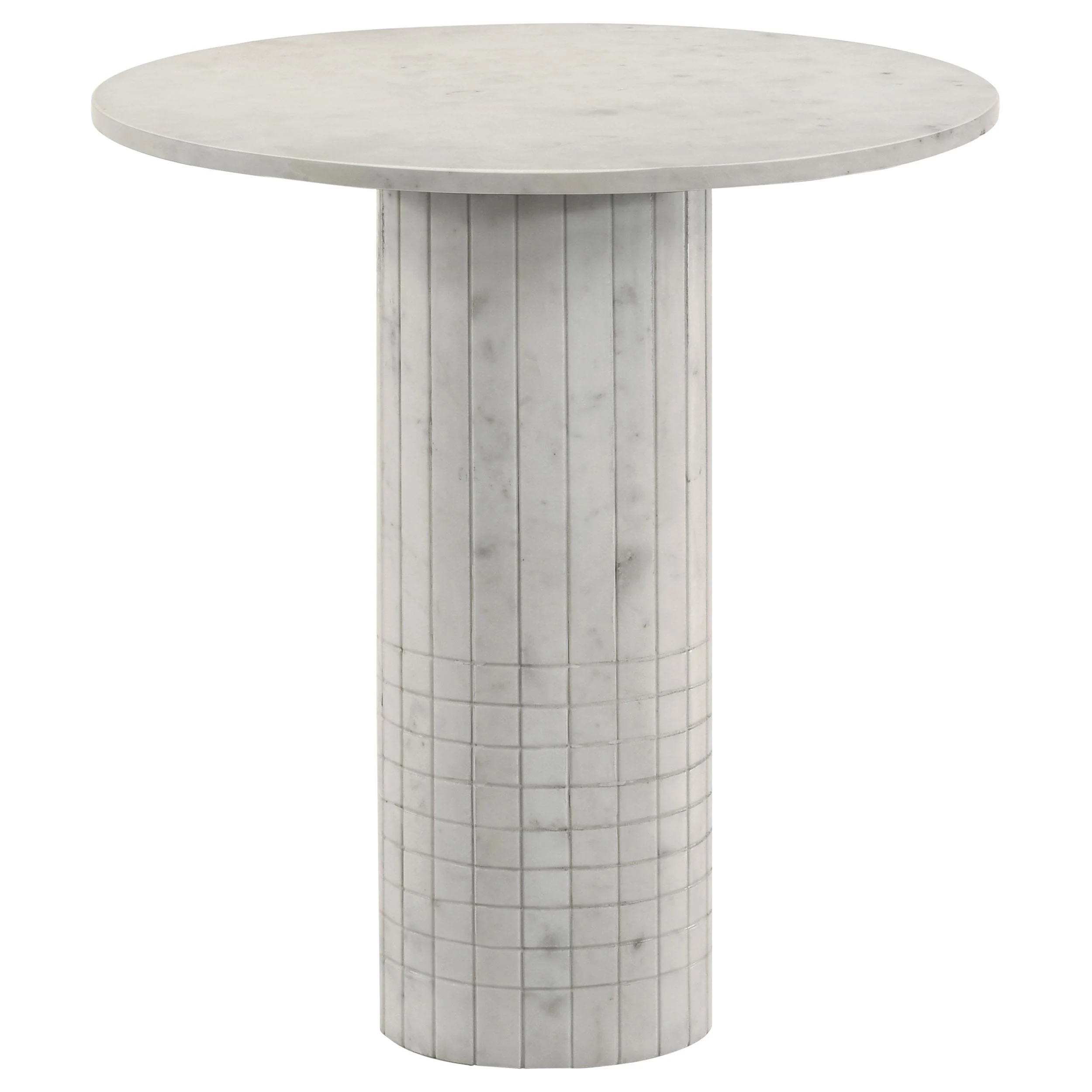 Coaster Furniture Astoria 709667 Round Genuine Marble Side End Table - White - Image 1