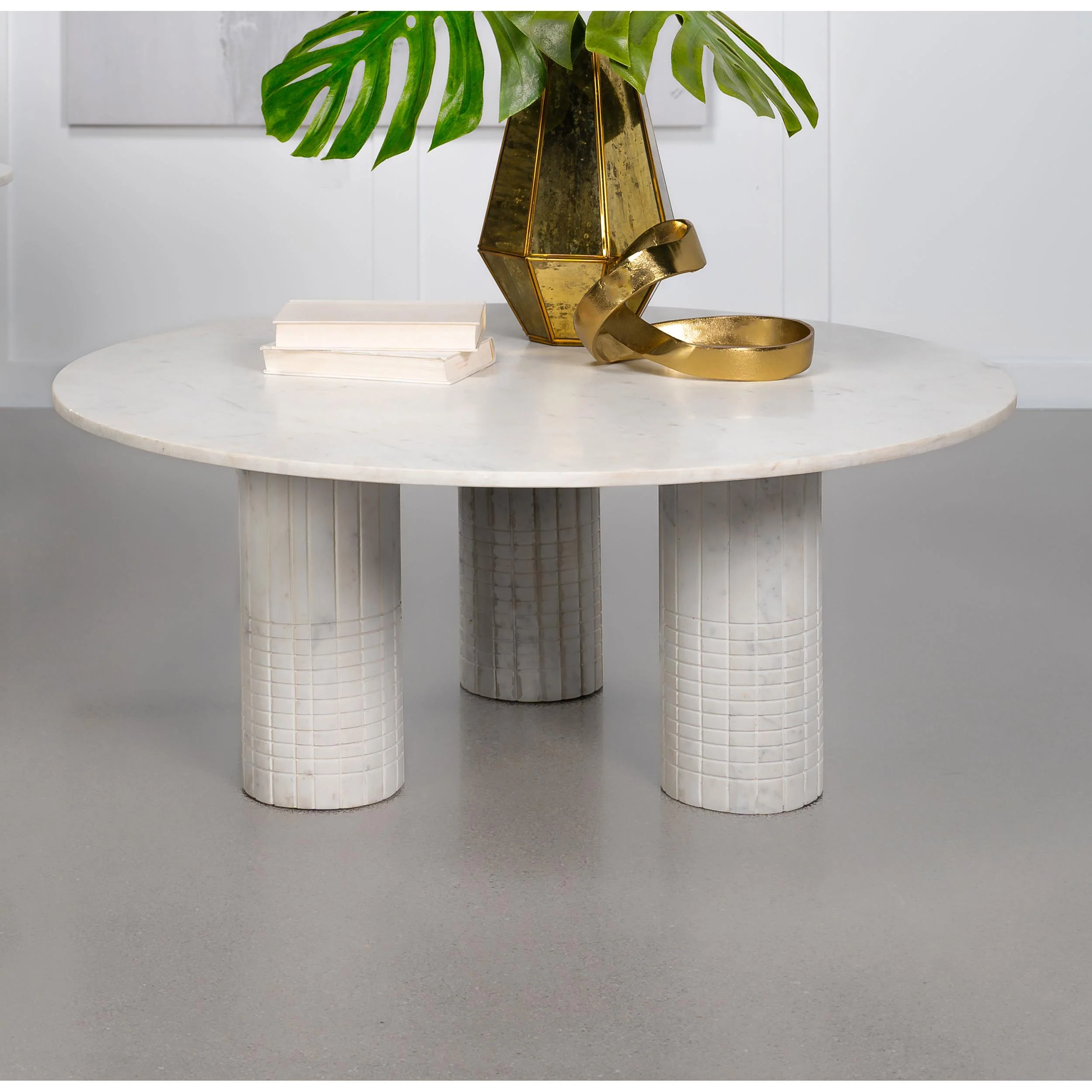 Coaster Furniture Astoria 709668 Round Genuine Marble Coffee Table - White - Image 2