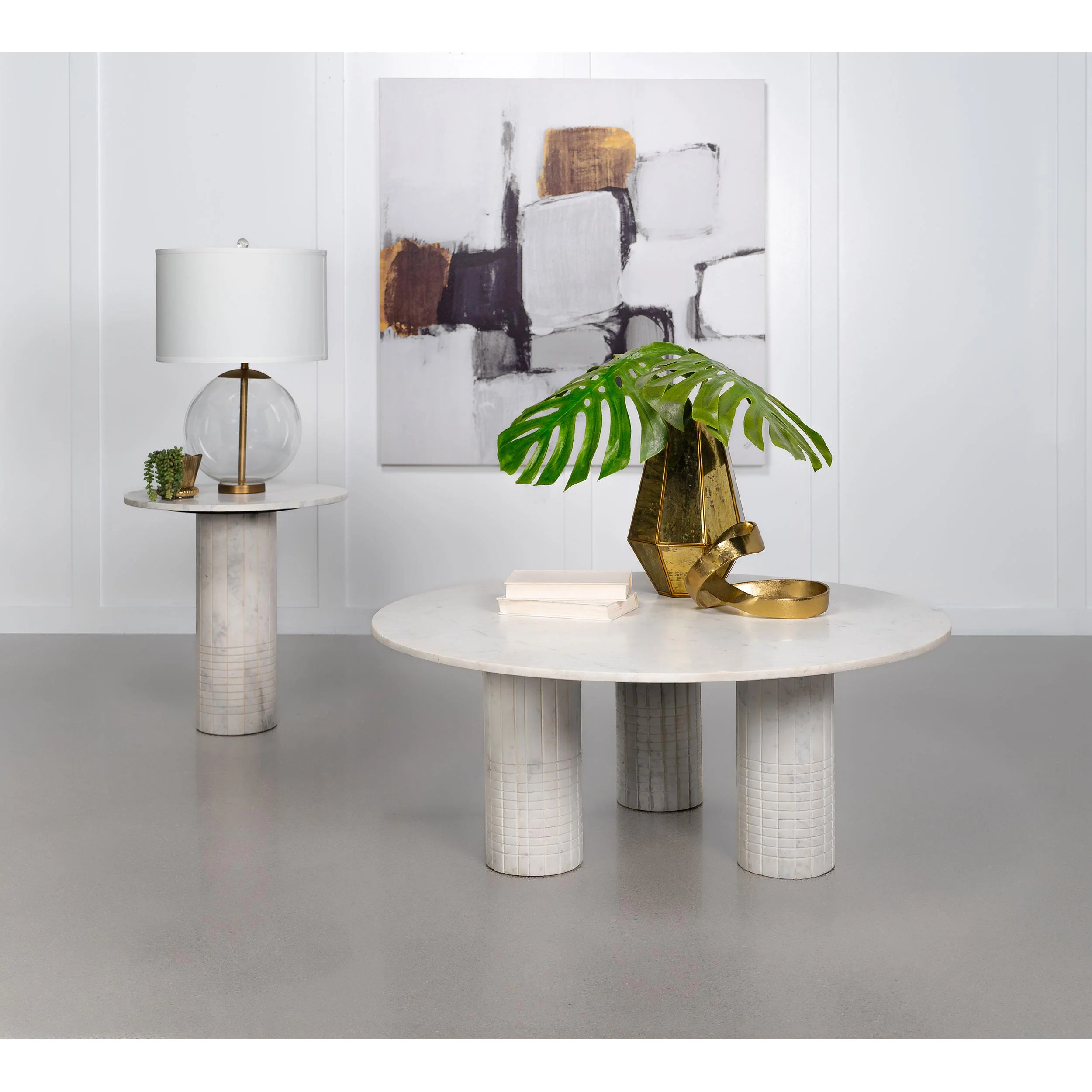 Coaster Furniture Astoria 709668 Round Genuine Marble Coffee Table - White - Image 3