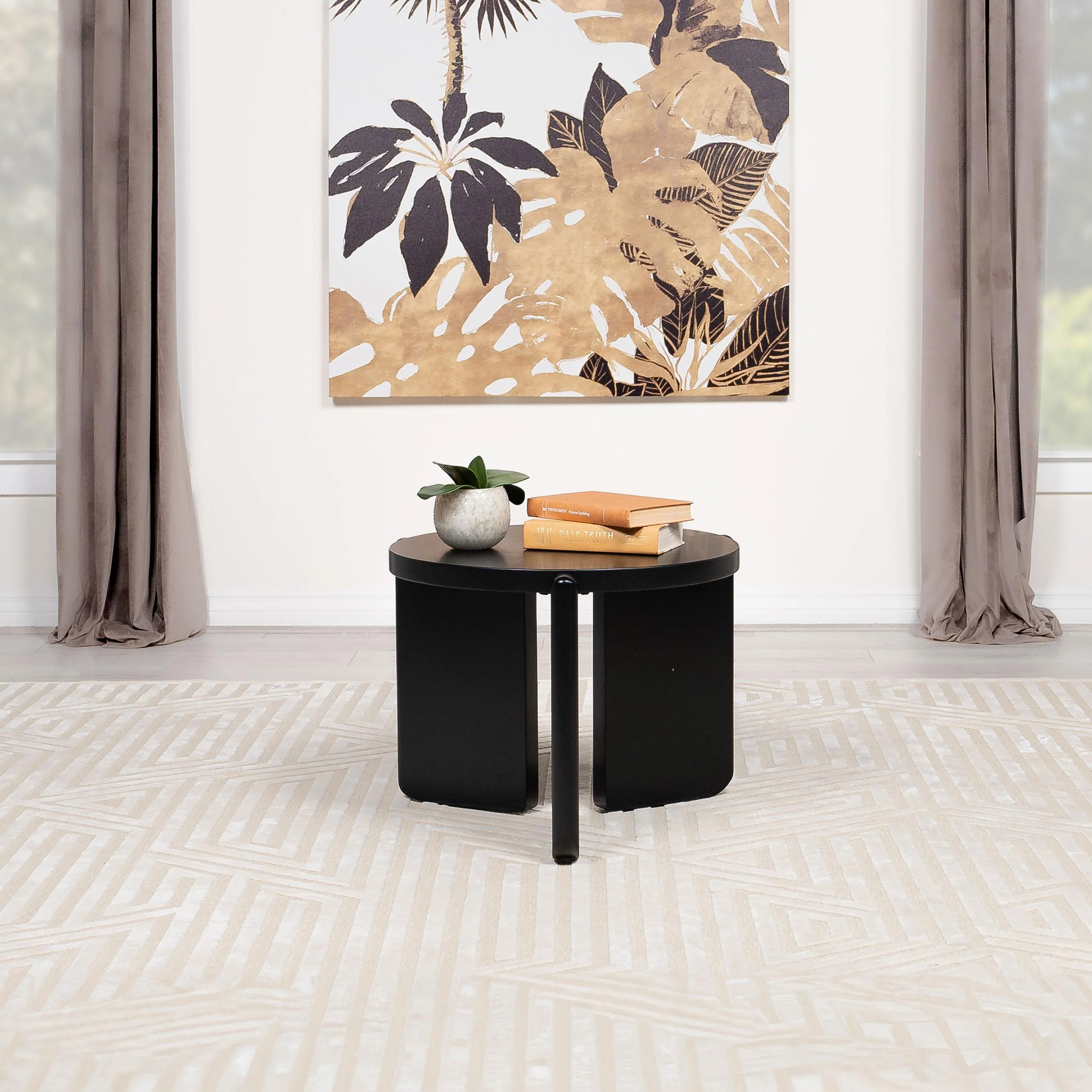 Coaster Furniture Cordova 709677 Round Solid Wood End Table - Black - Image 2