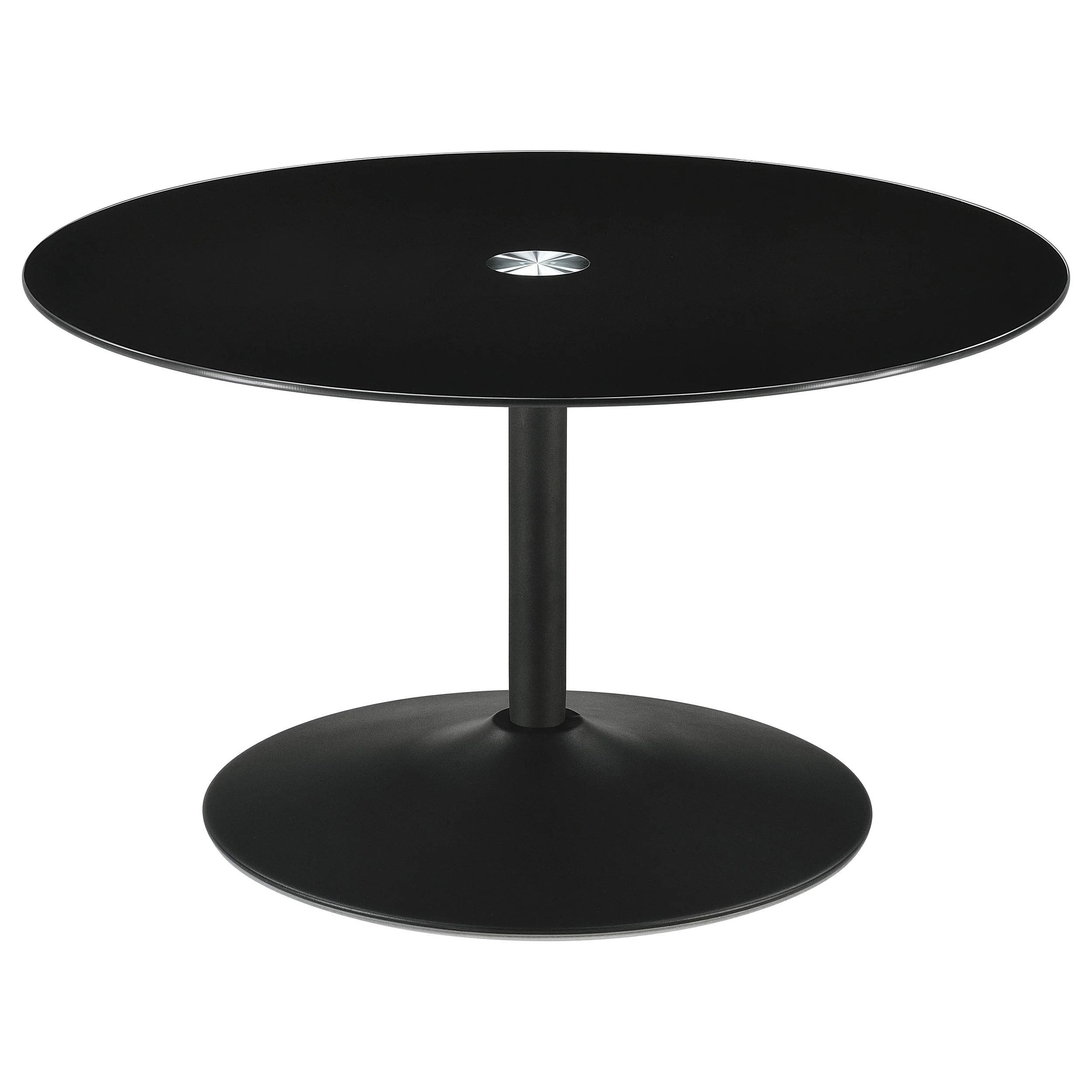 Coaster Furniture Ganso 709688 Round Metal Coffee Table With Tempered Glass Top – Black