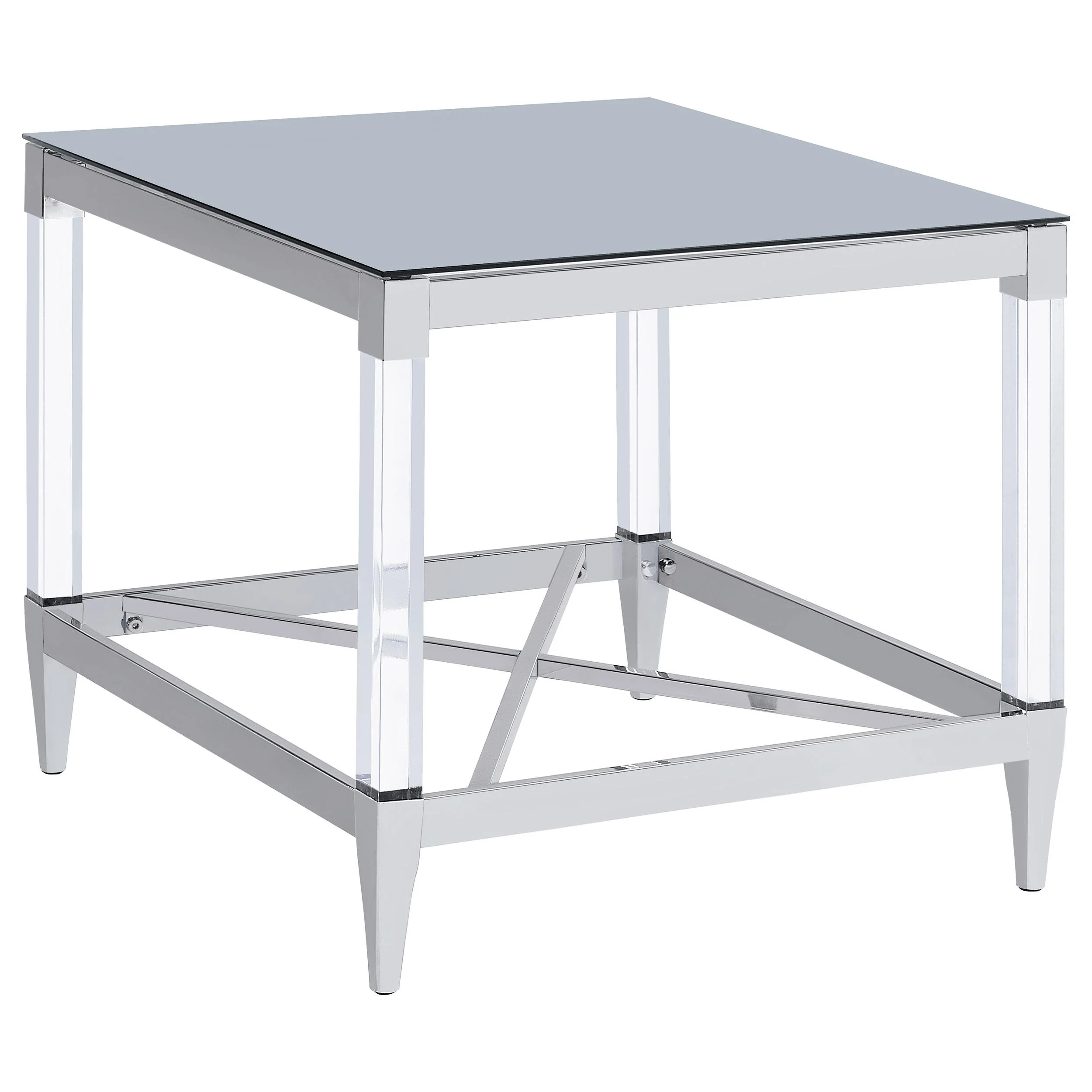 Coaster Furniture Lindley 709727 Square Tempered Mirror Acrylic Side End Table - Chrome - Image 1
