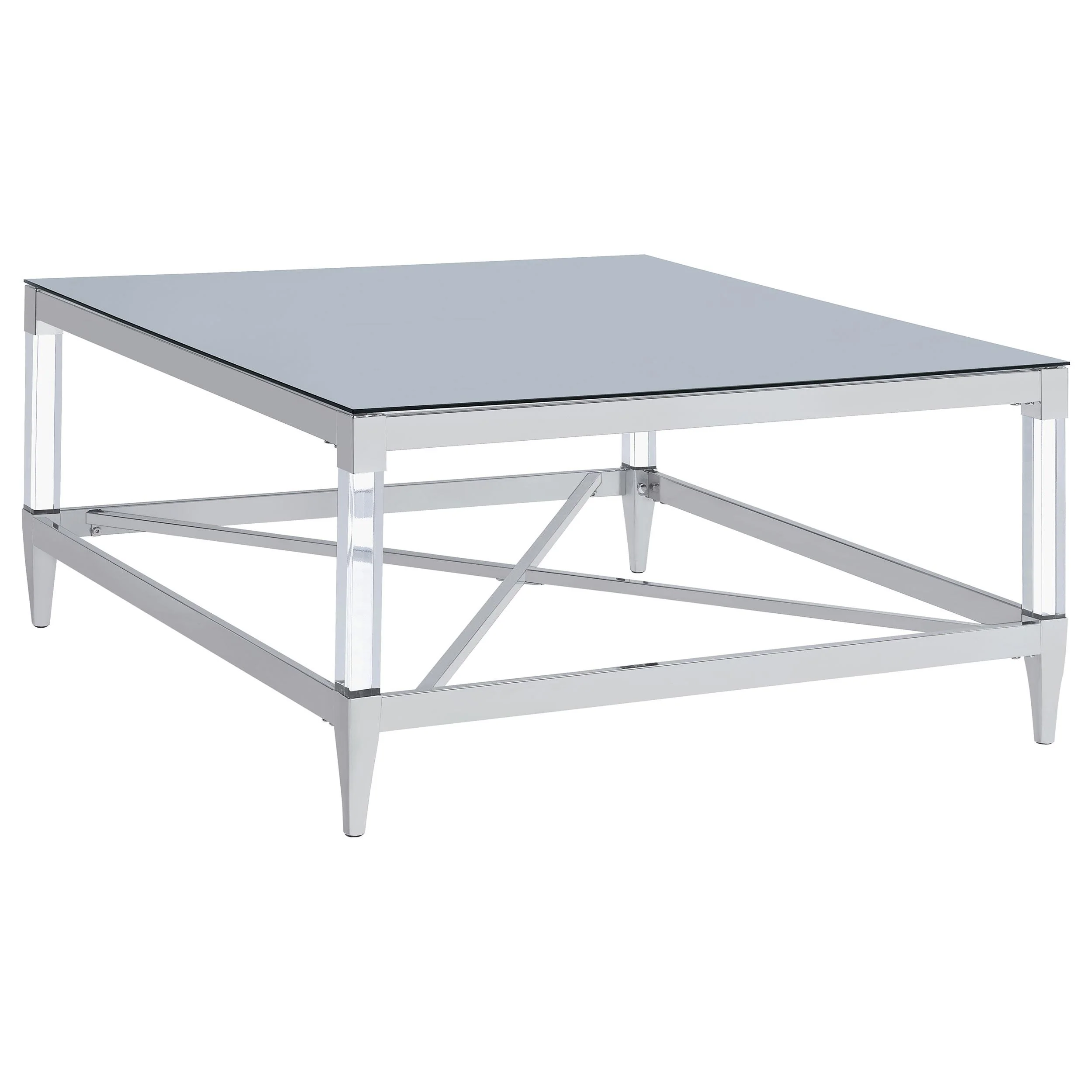 Coaster Furniture Lindley 709728 Square Tempered Mirror Acrylic Coffee Table - Chrome - Image 1