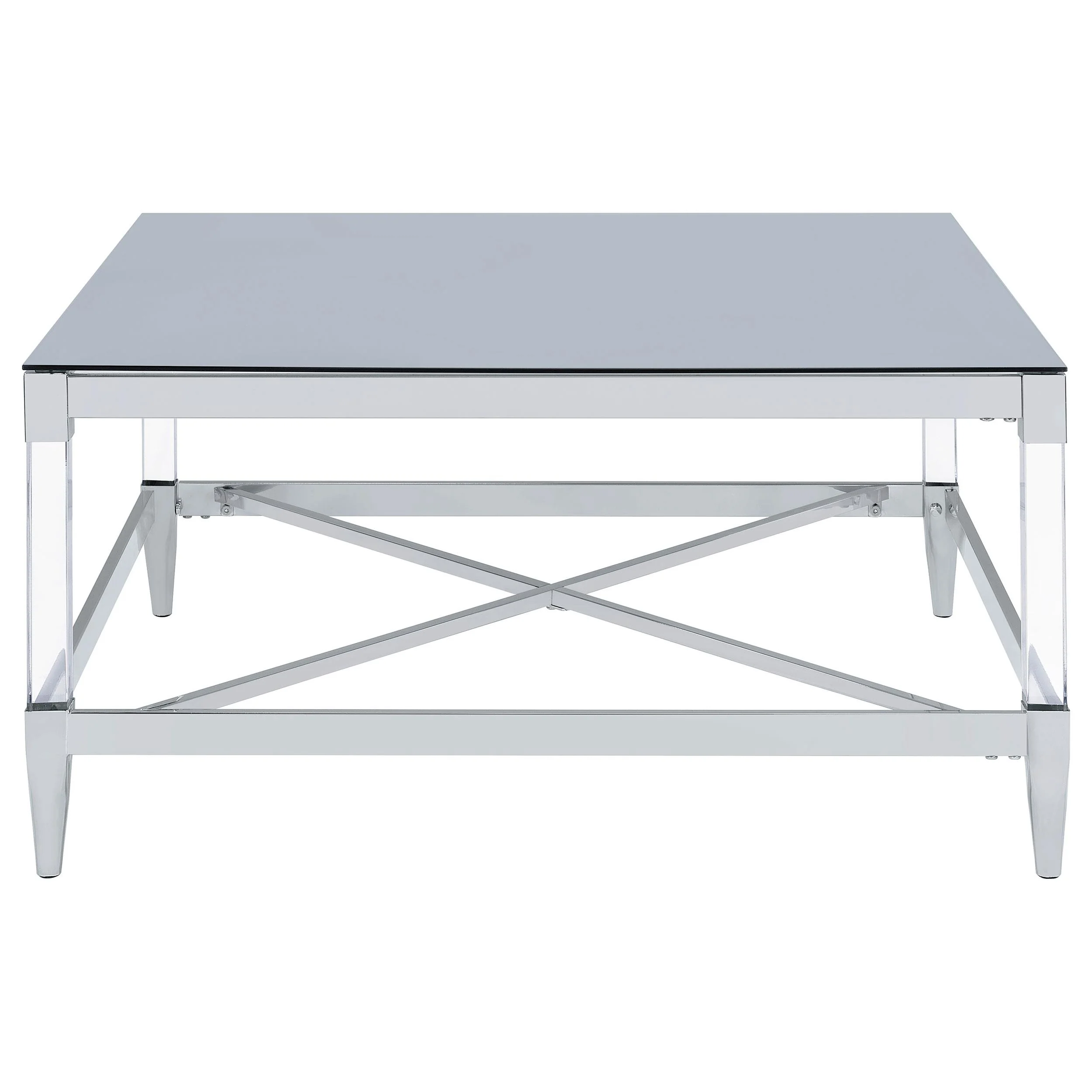 Coaster Furniture Lindley 709728 Square Tempered Mirror Acrylic Coffee Table - Chrome - Image 2