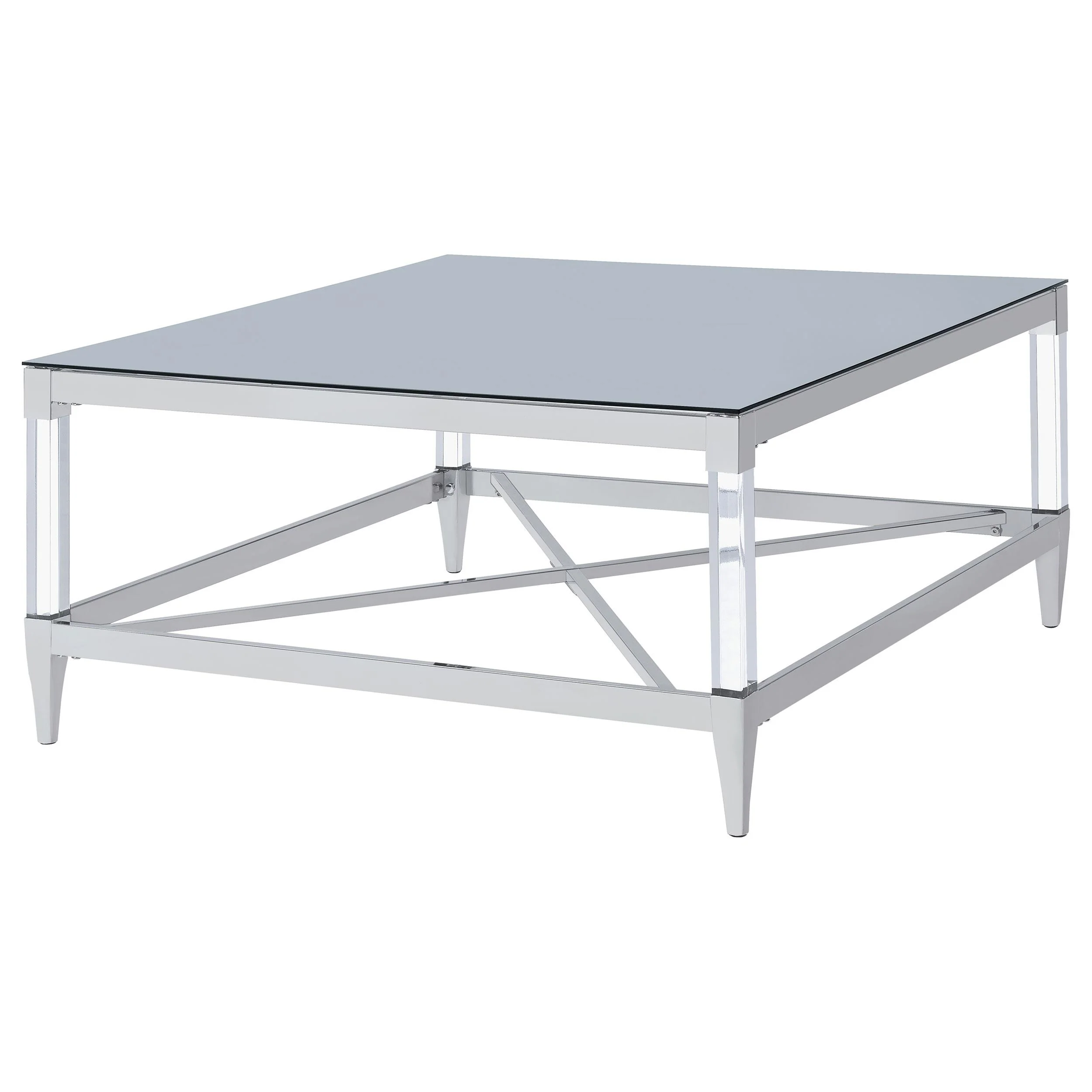 Coaster Furniture Lindley 709728 Square Tempered Mirror Acrylic Coffee Table - Chrome - Image 3