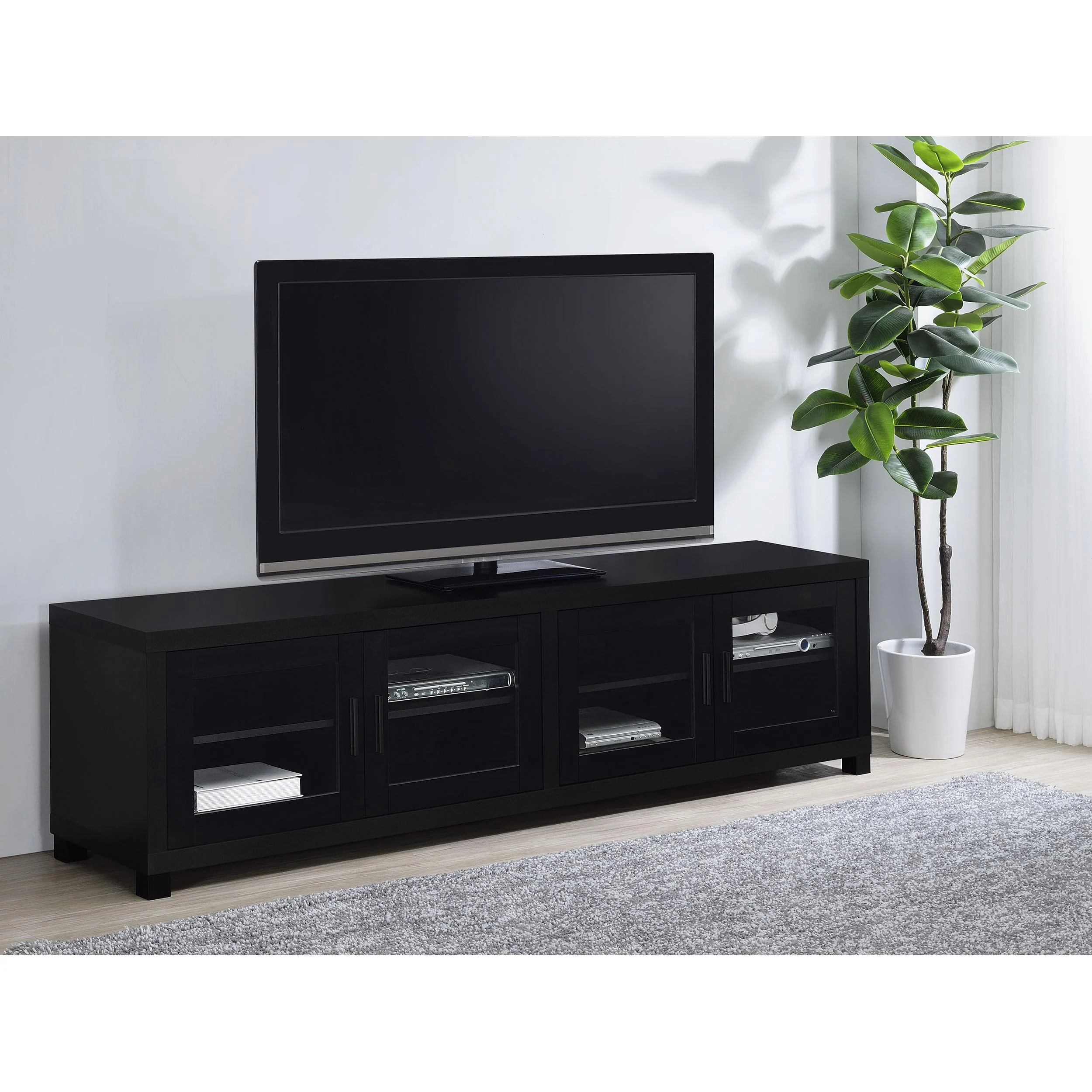 Coaster Furniture Jupiter 736303 4-door Engineered Wood 79-inch TV Stand - Black - Image 2