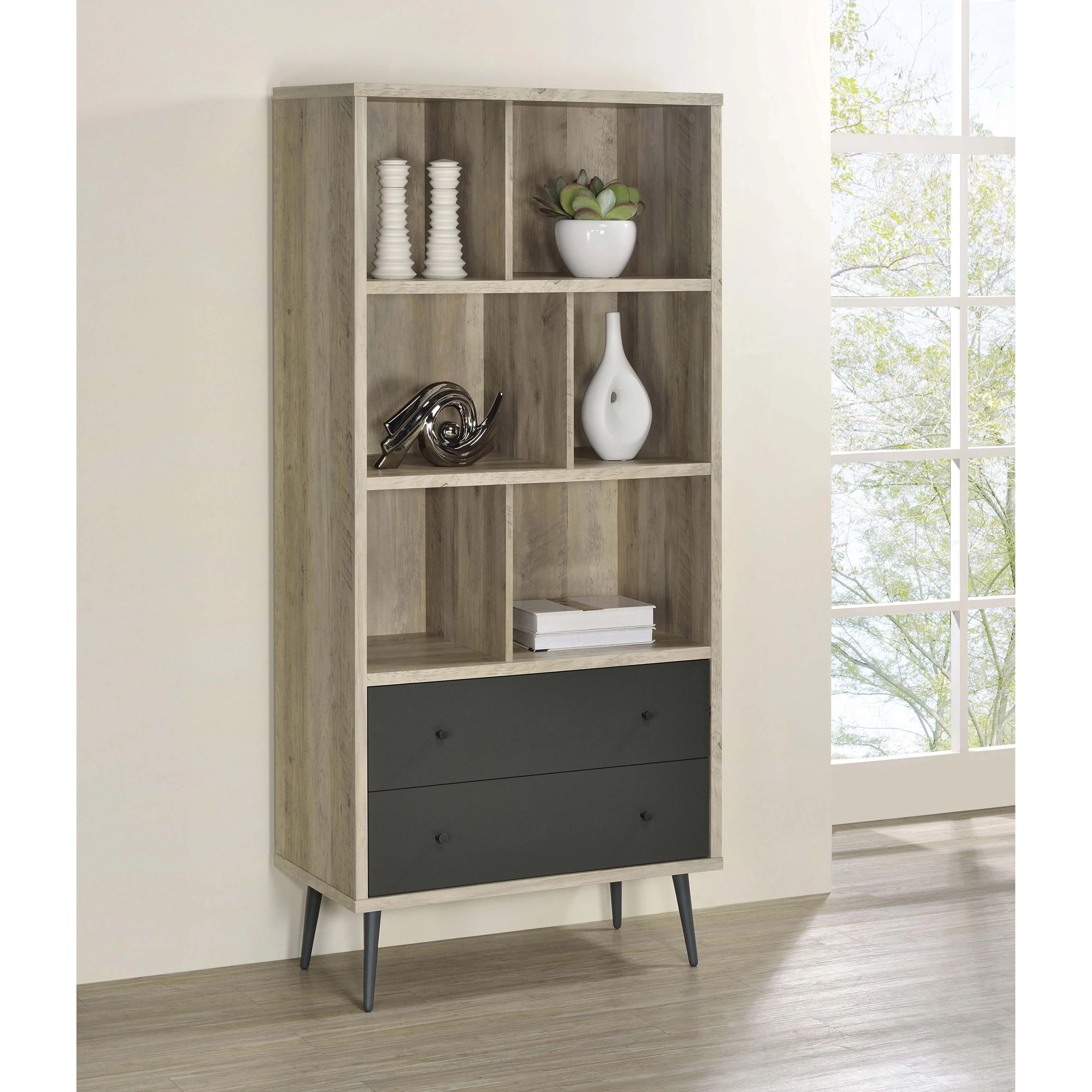 Coaster Furniture Maeve 801923 70-inch 3-shelf Bookcase with Drawers - Distressed Pine - Image 2