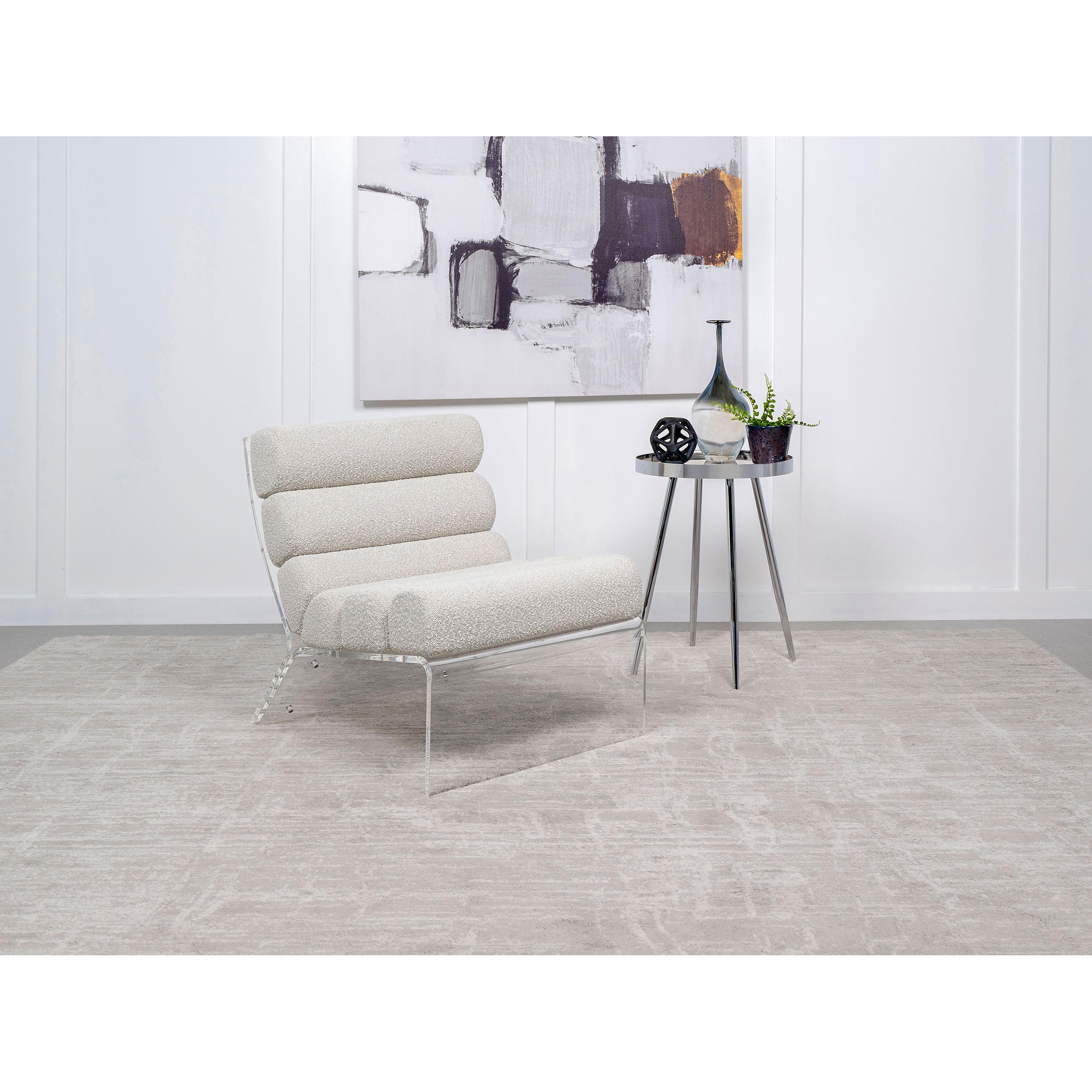 Coaster Furniture Serreta 903161 Boucle Upholstered Armless Acrylic Chair - Ivory - Image 2