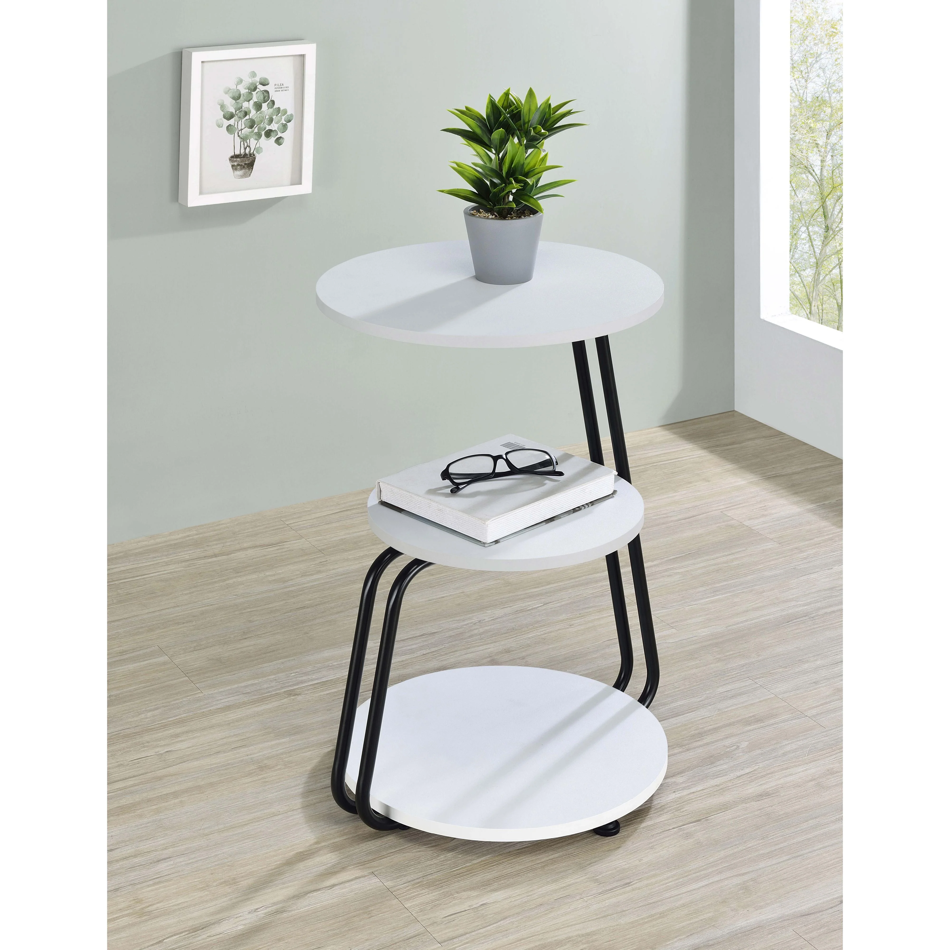 Coaster Furniture Hilly 930071 3-tier Round Accent Side Table - White and Black - Image 2