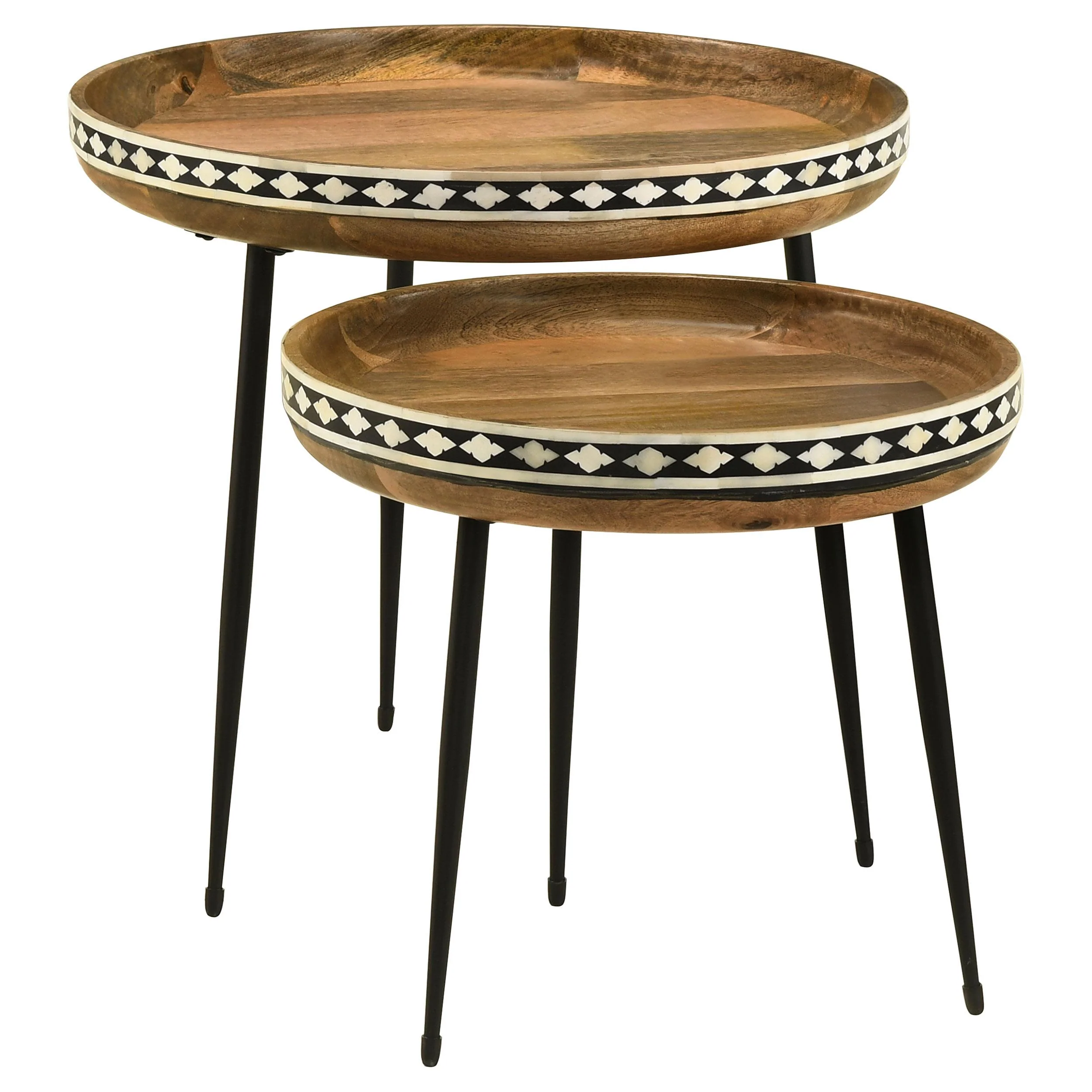 Coaster Furniture Ollie 930193 2-piece Solid Wood Bone Inlay Nesting Table – Natural