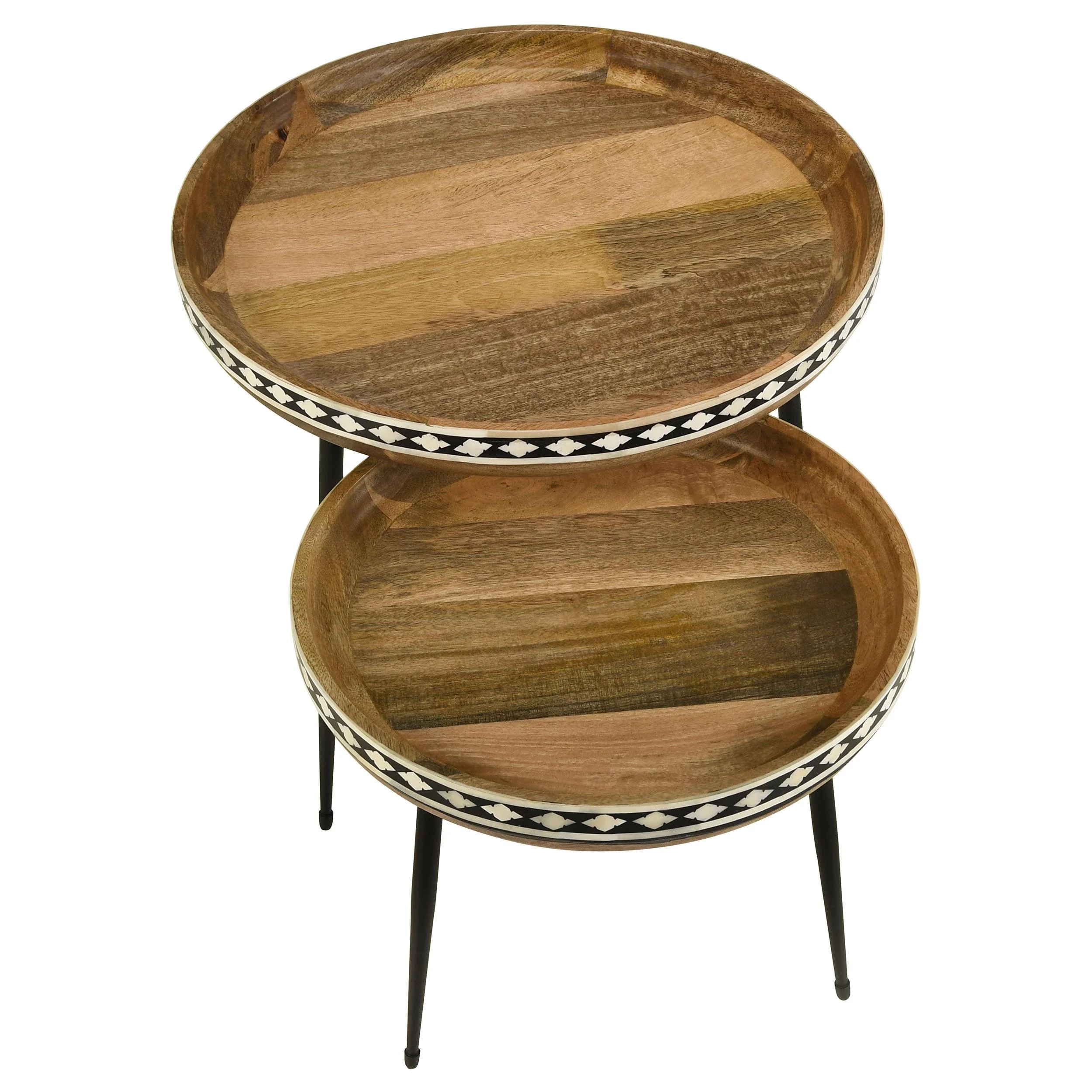 Coaster Furniture Ollie 930193 2-piece Solid Wood Bone Inlay Nesting Table - Natural - Image 3