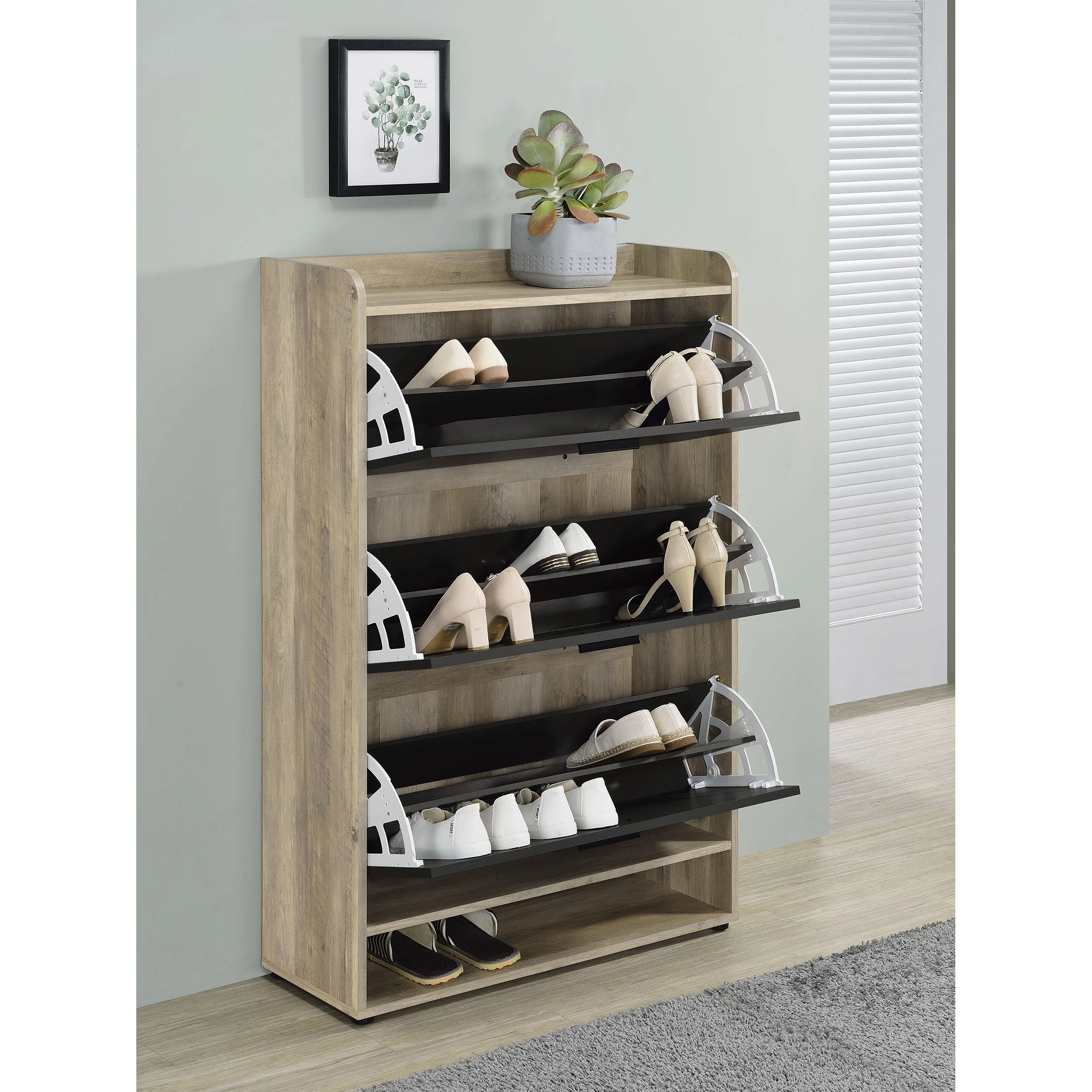 Coaster Furniture Denia 950404 3-tier Engineered Wood Shoe Cabinet - Grey - Image 3