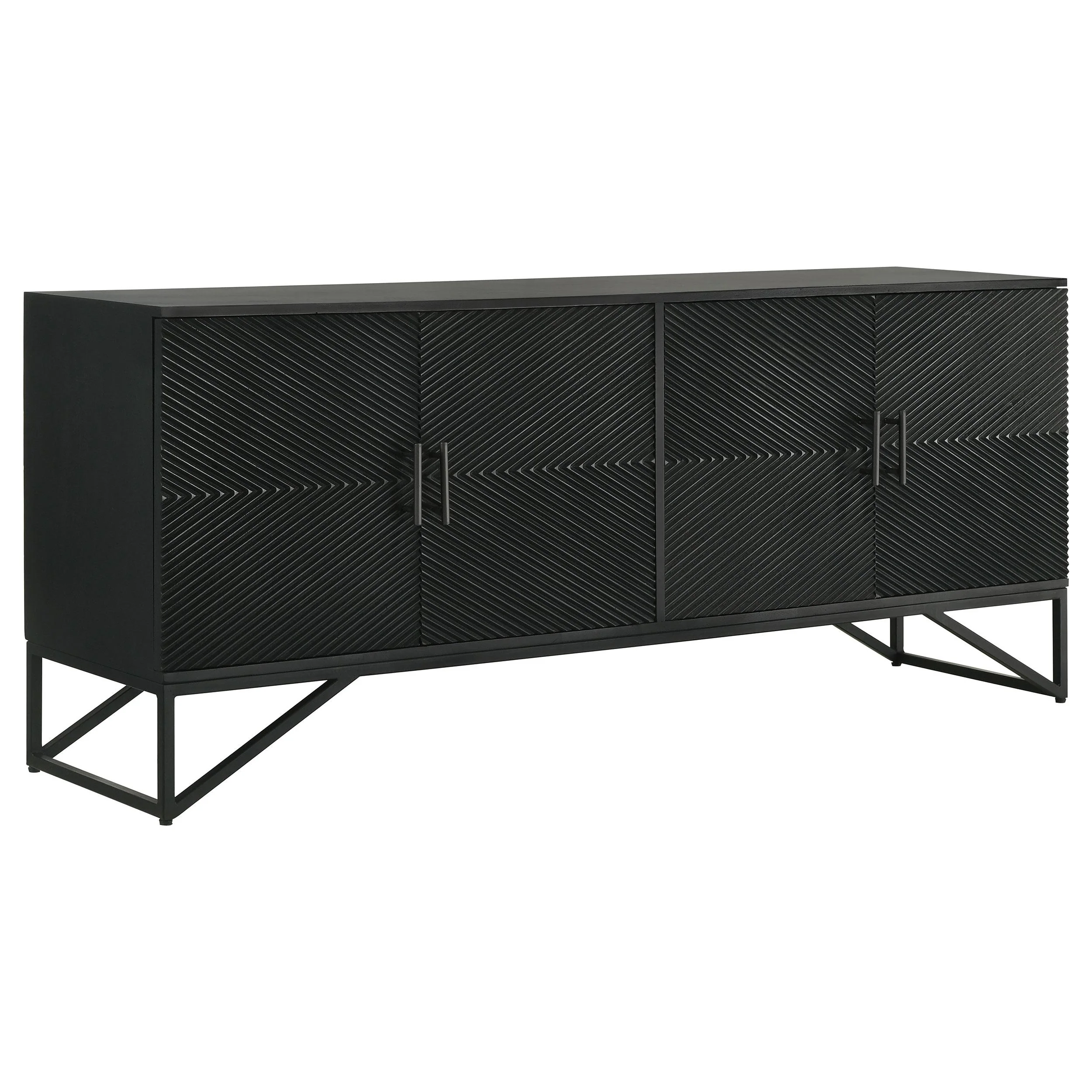 Coaster Furniture Riddell 959631 4-door Wood Reeding Accent Cabinet – Matte Black
