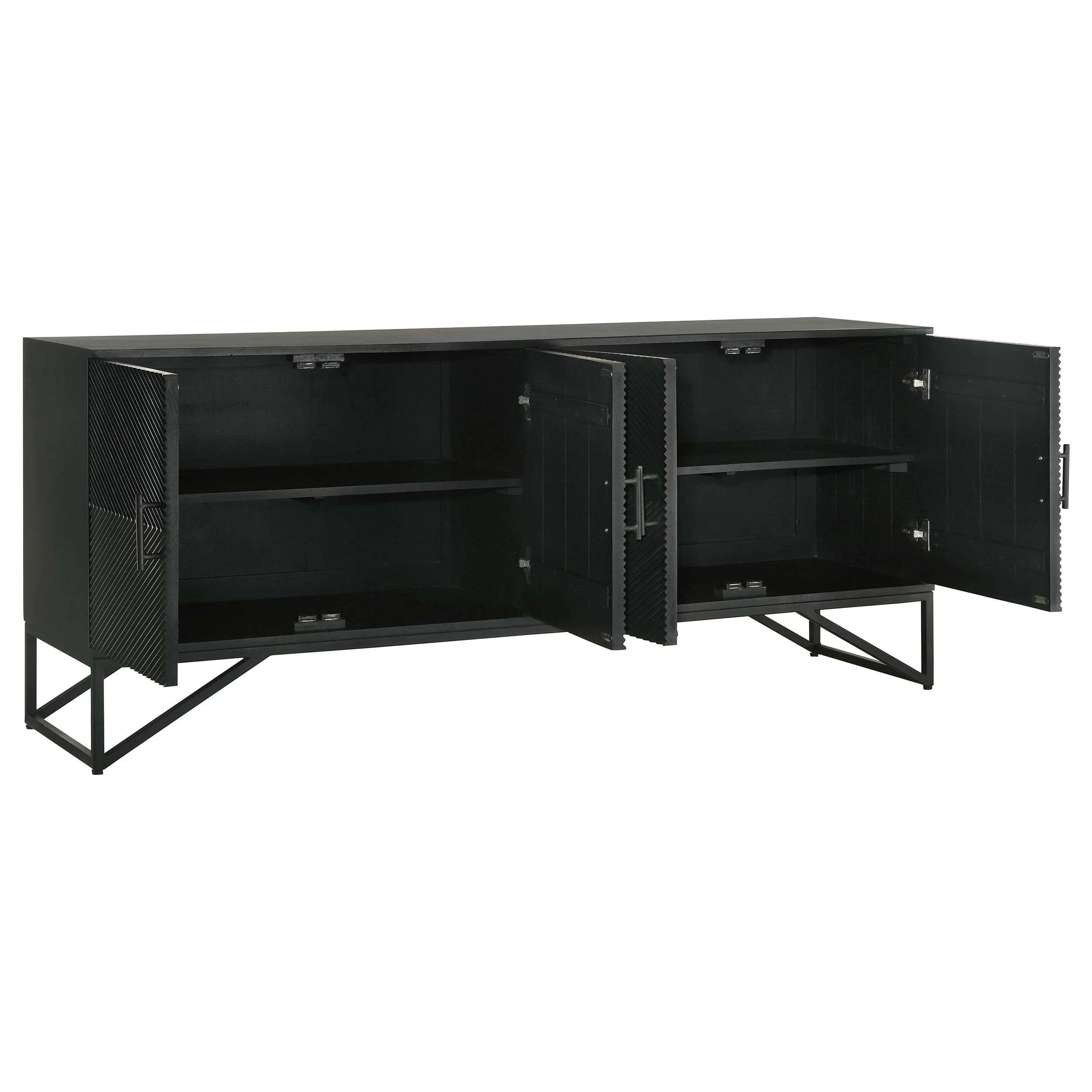 Coaster Furniture Riddell 959631 4-door Wood Reeding Accent Cabinet - Matte Black - Image 3