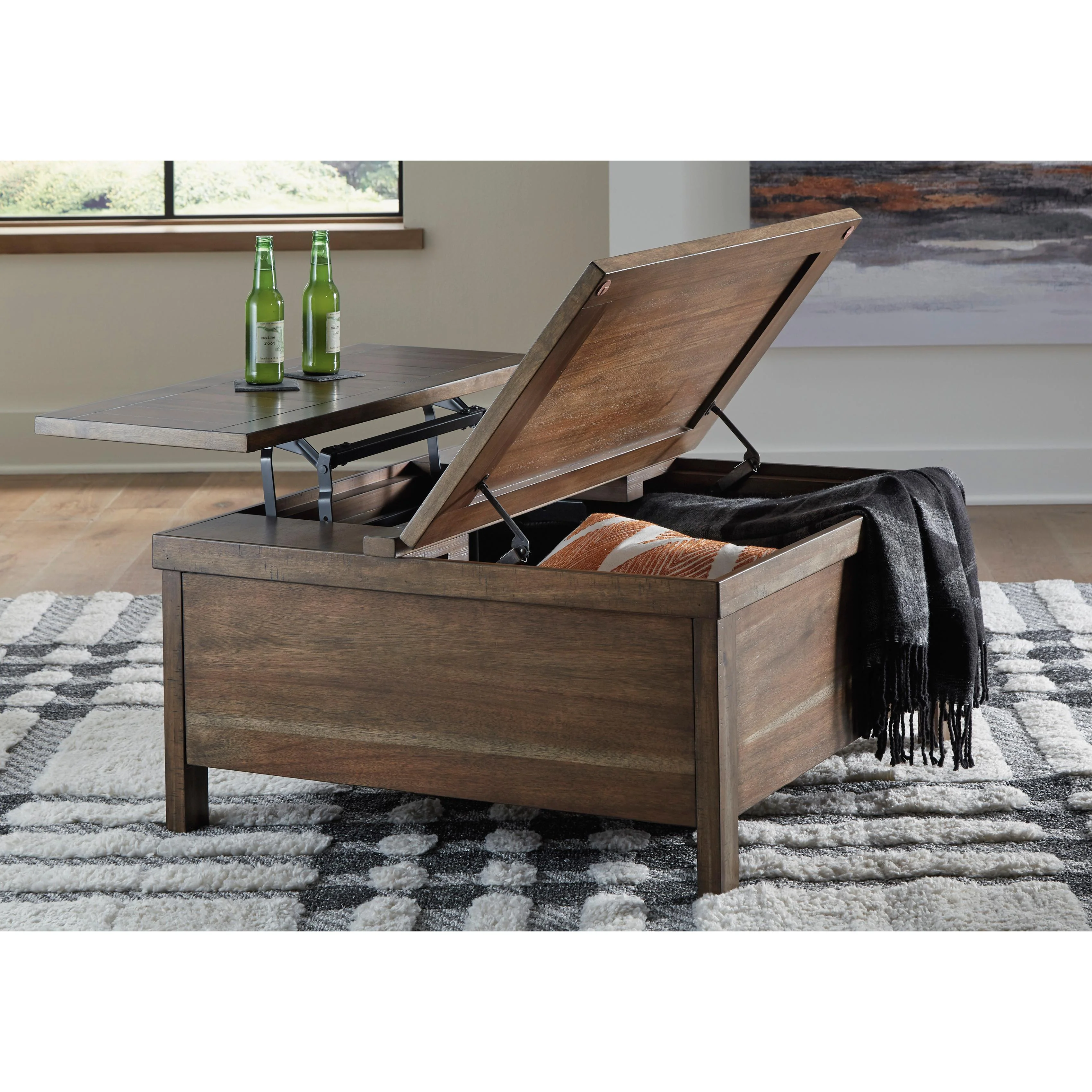 Signature Design by Ashley Moriville T731T1 Lift-top Coffee Table and 2 End Tables - Image 3