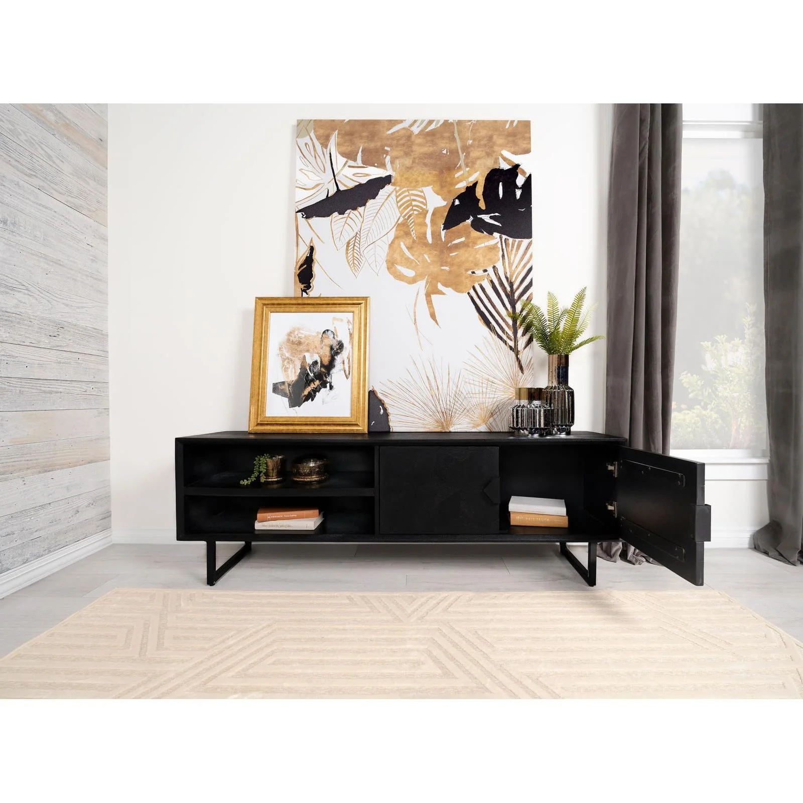 Coaster Furniture Marsden 703003 2-door Mango Wood 70" TV Stand - Charcoal Black - Image 3