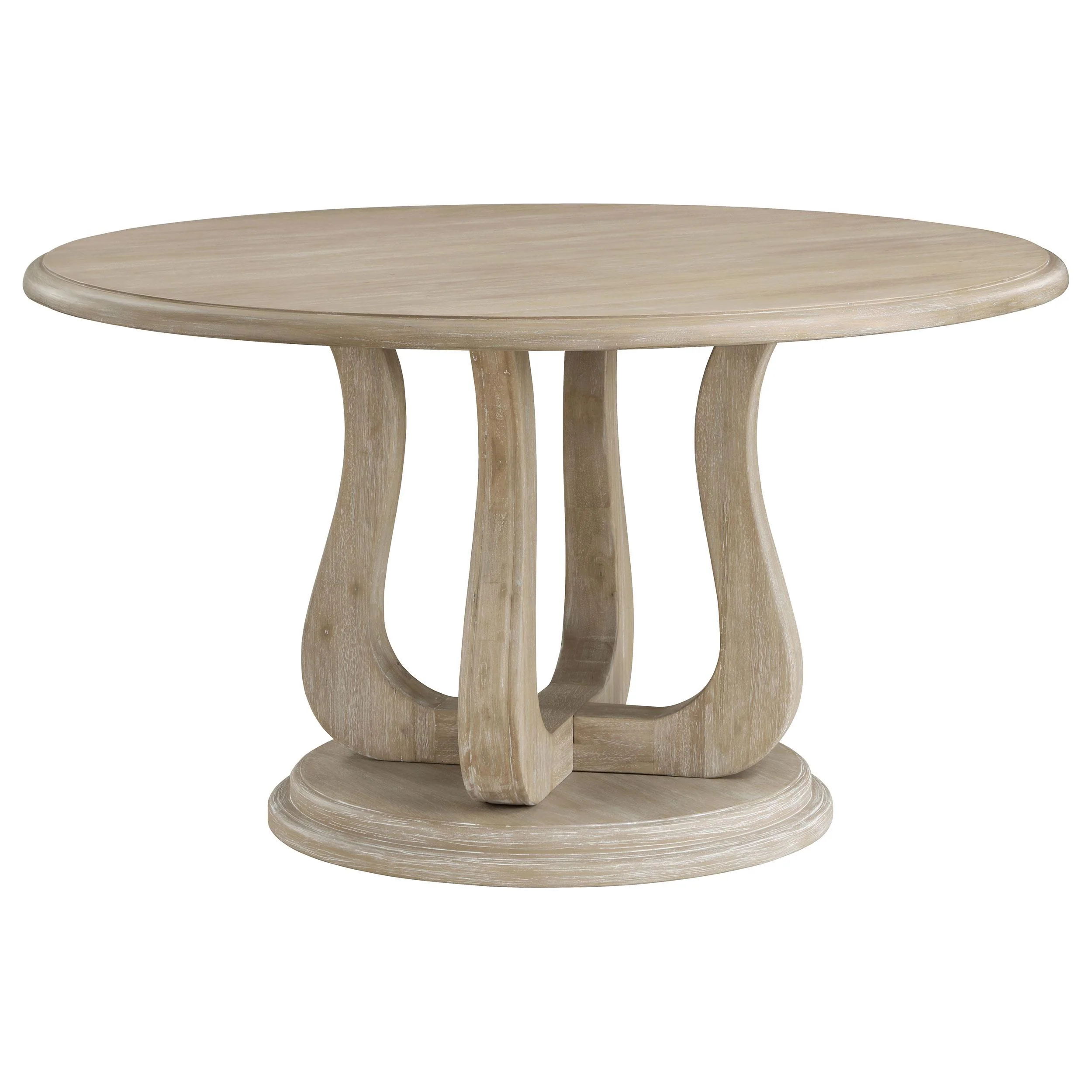 Coaster Furniture Trofello 123120 Round 60-inch Pedestal Dining Table - White Washed - Image 1