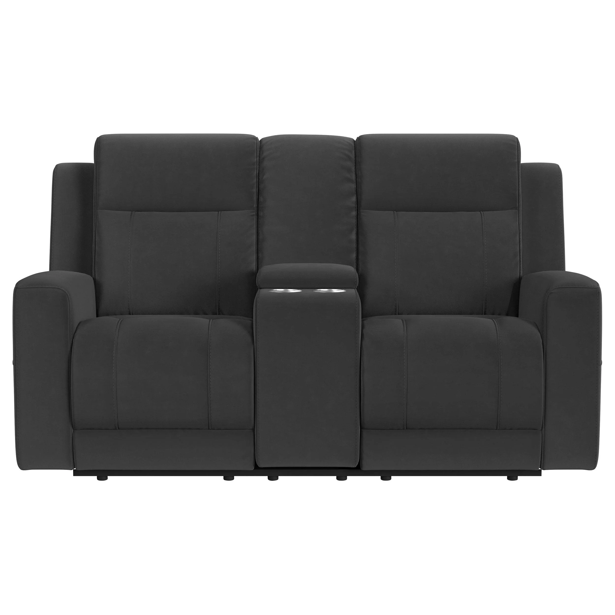Coaster Furniture Brentwood 610285 Upholstered Reclining Loveseat - Dark Charcoal - Image 2