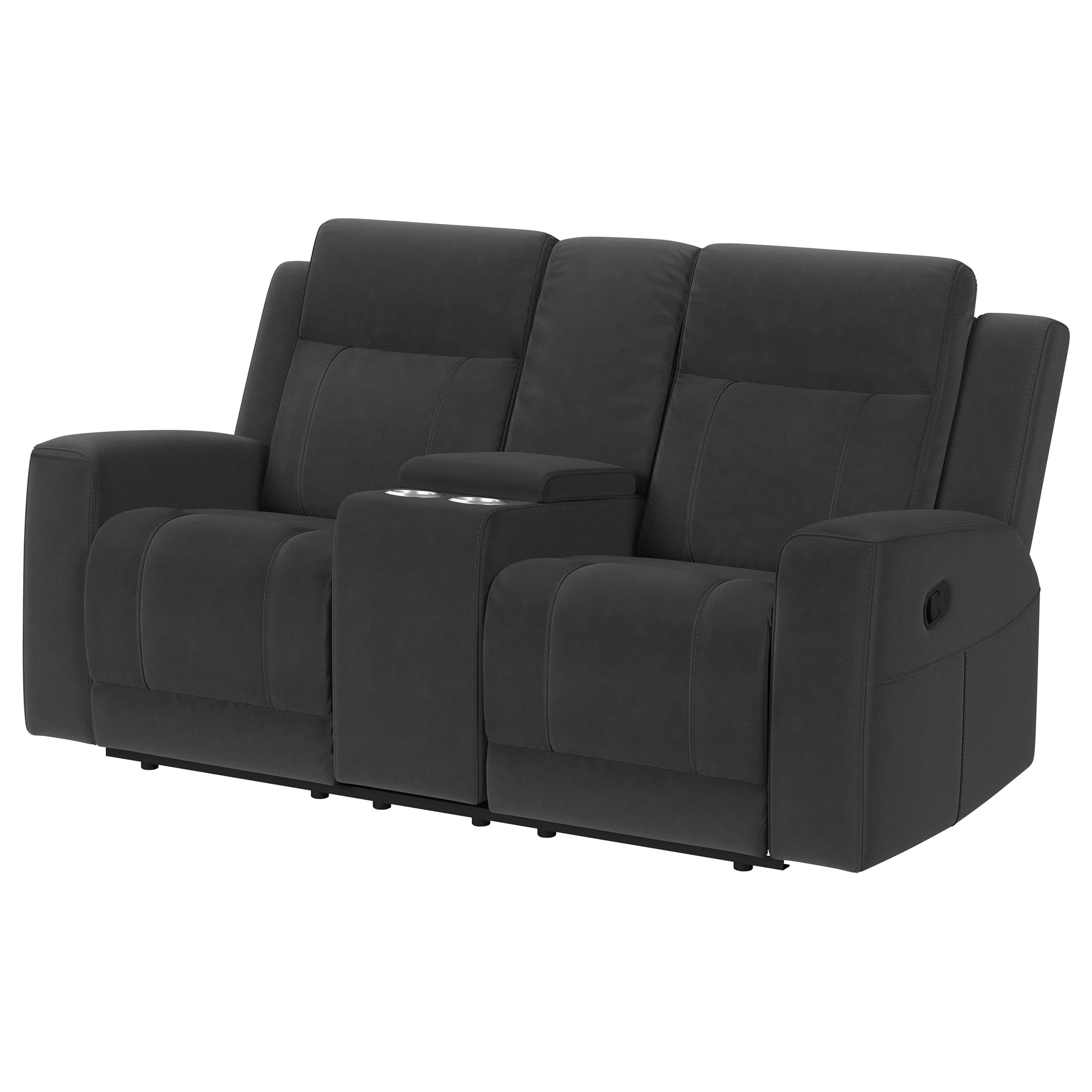 Coaster Furniture Brentwood 610285 Upholstered Reclining Loveseat - Dark Charcoal - Image 3