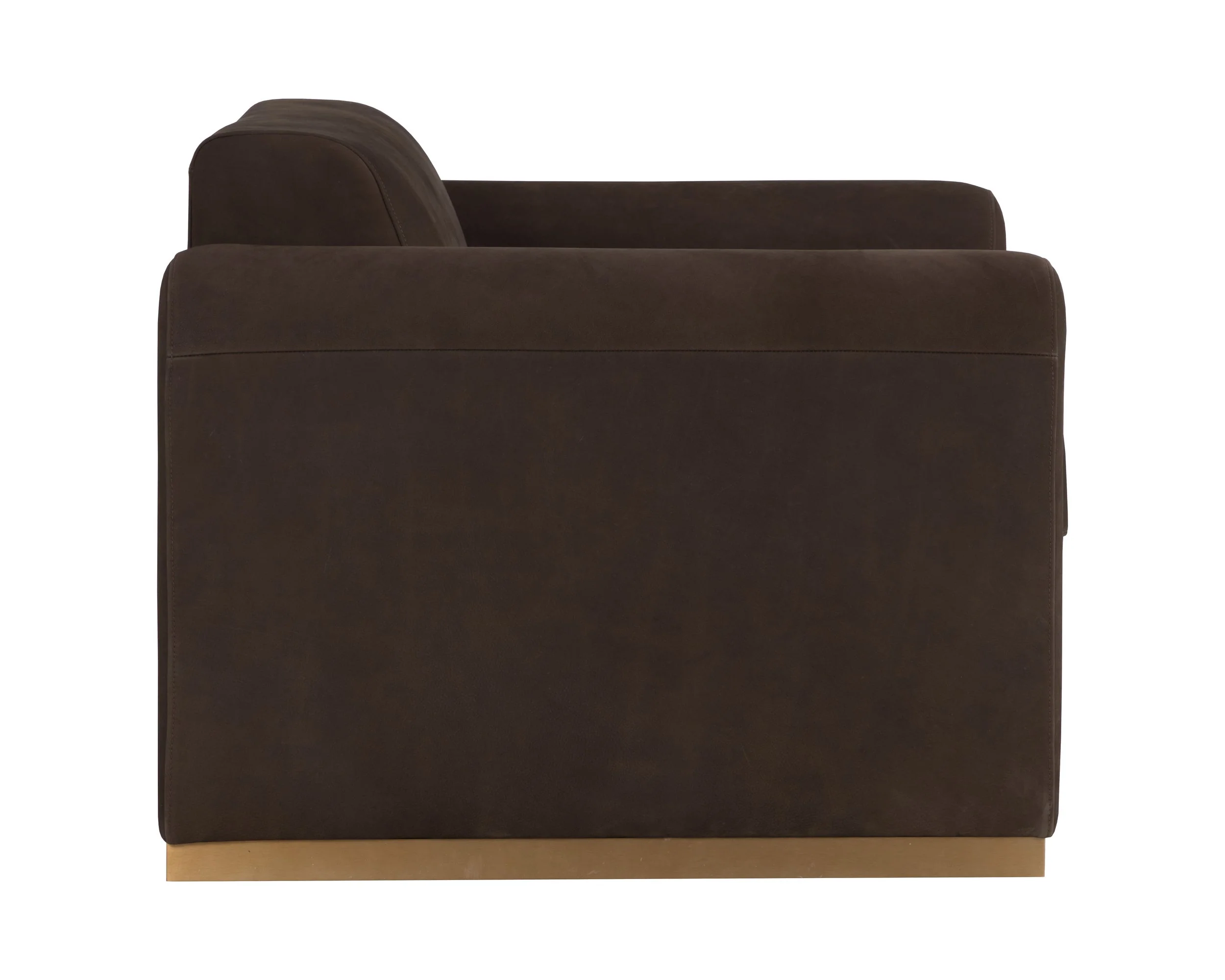 Romer Armchair - Brushed Gold - Nubuck Cocoa Leather - Image 3