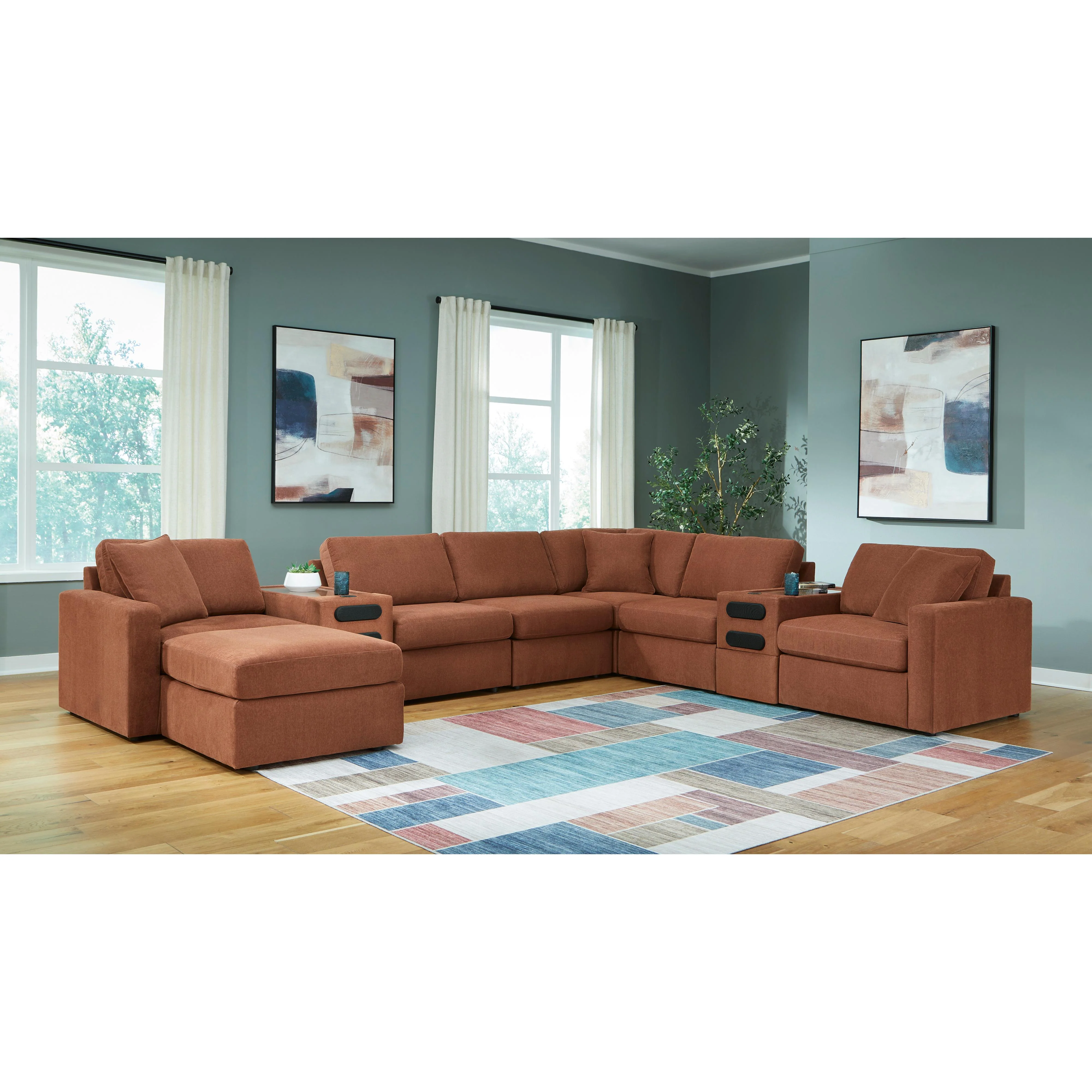 Signature Design by Ashley Modmax 92102S16 8 pc Sectional with Audio System - Image 2