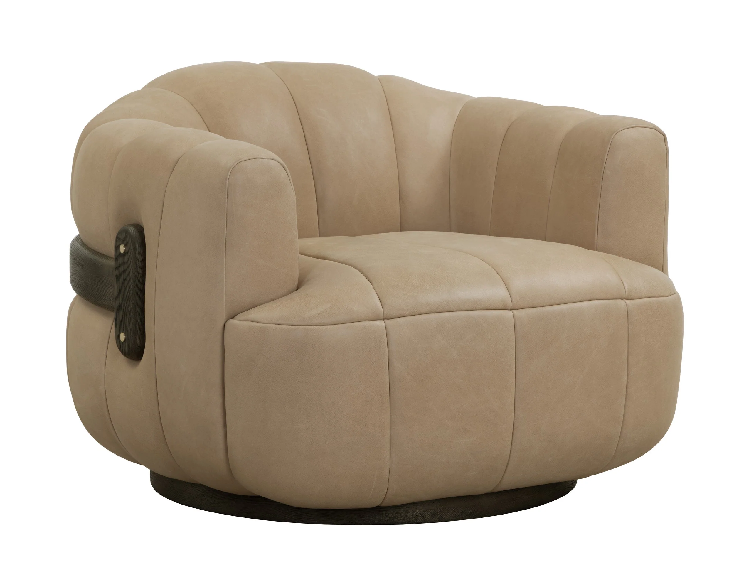 Tadeo Swivel Armchair – Dark Brown – Sahara Sand Leather