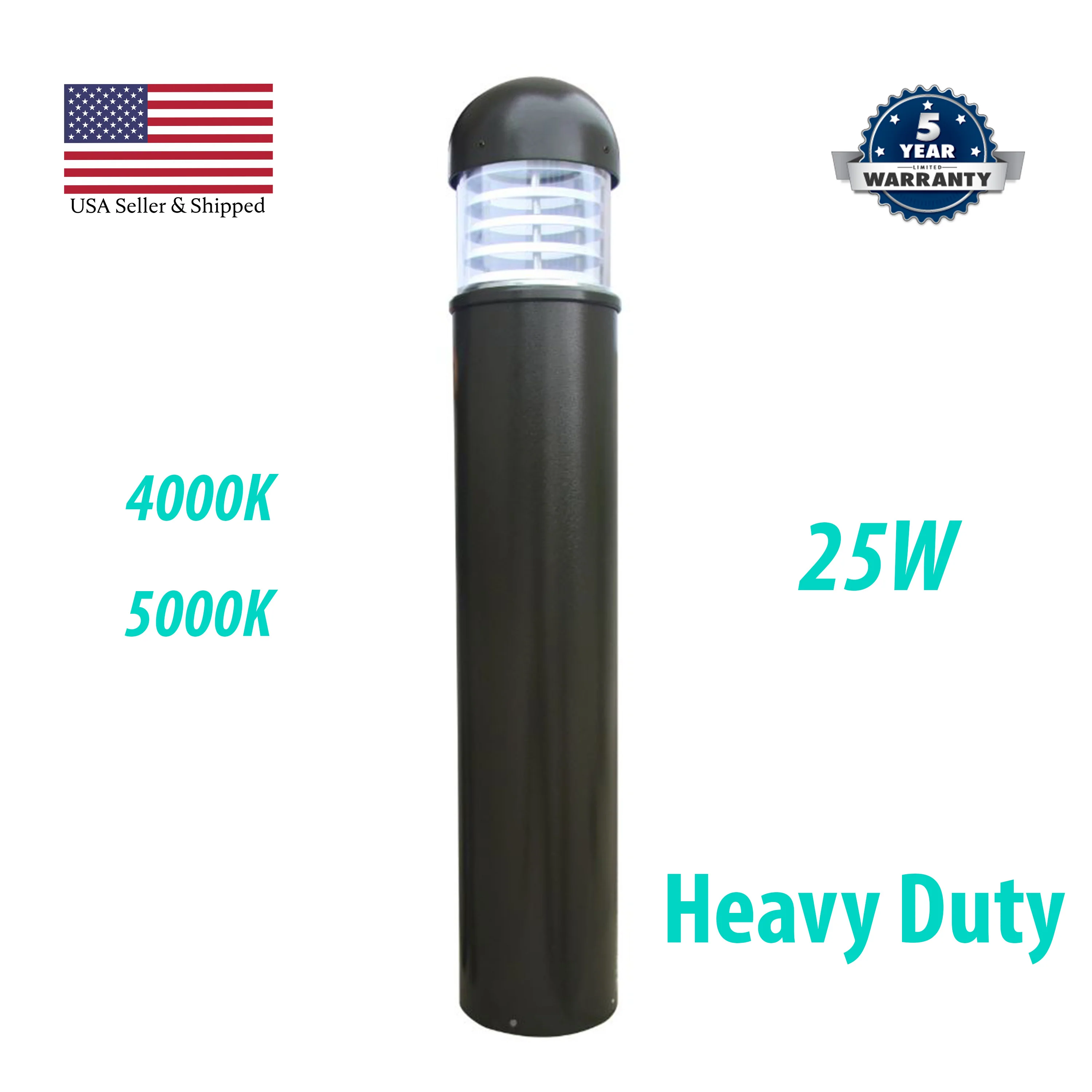 8" LED Bollard Landscape Light - 5000K - Dome Top - Image 2