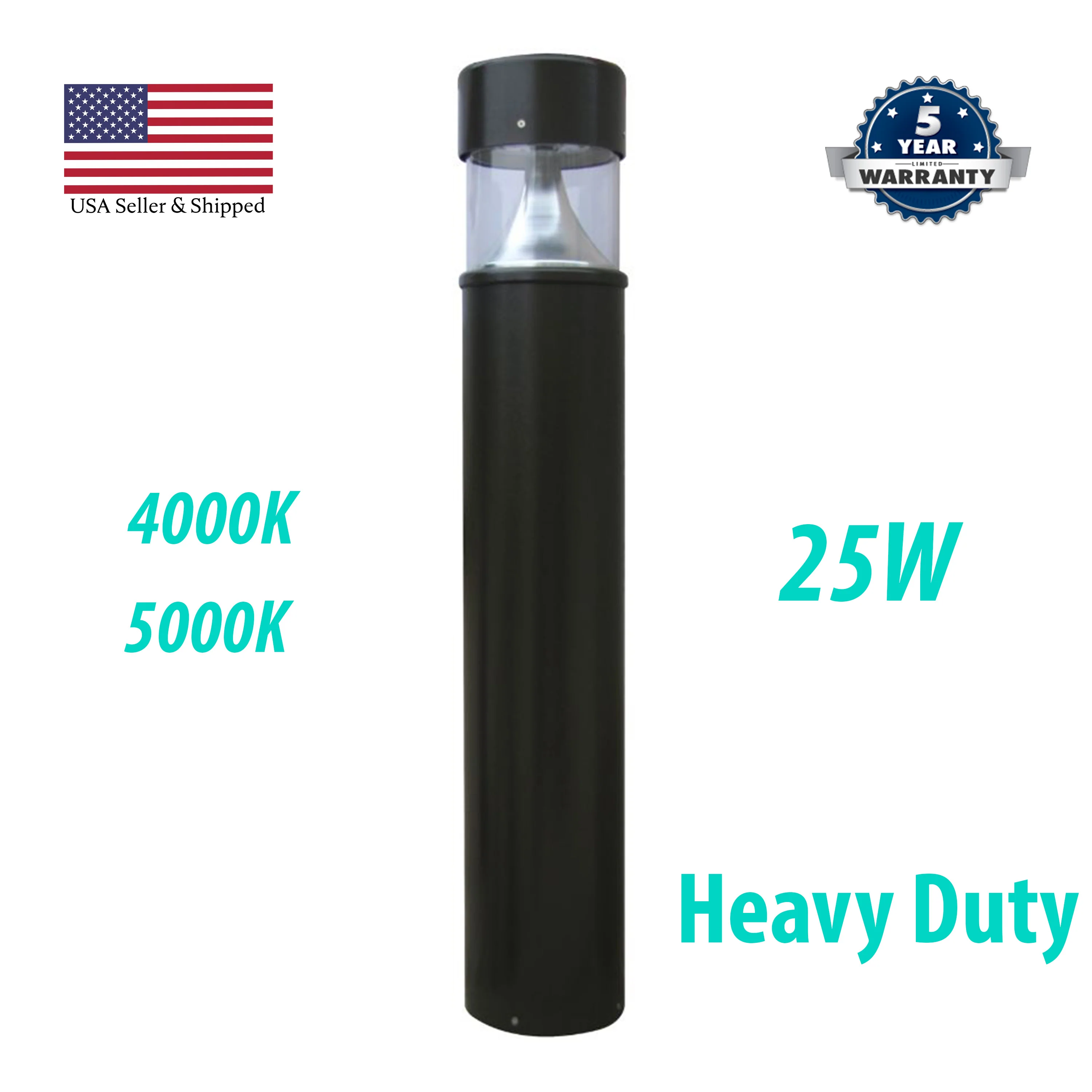 8" LED Bollard Landscape Light - 5000K -Flat Top - Image 2